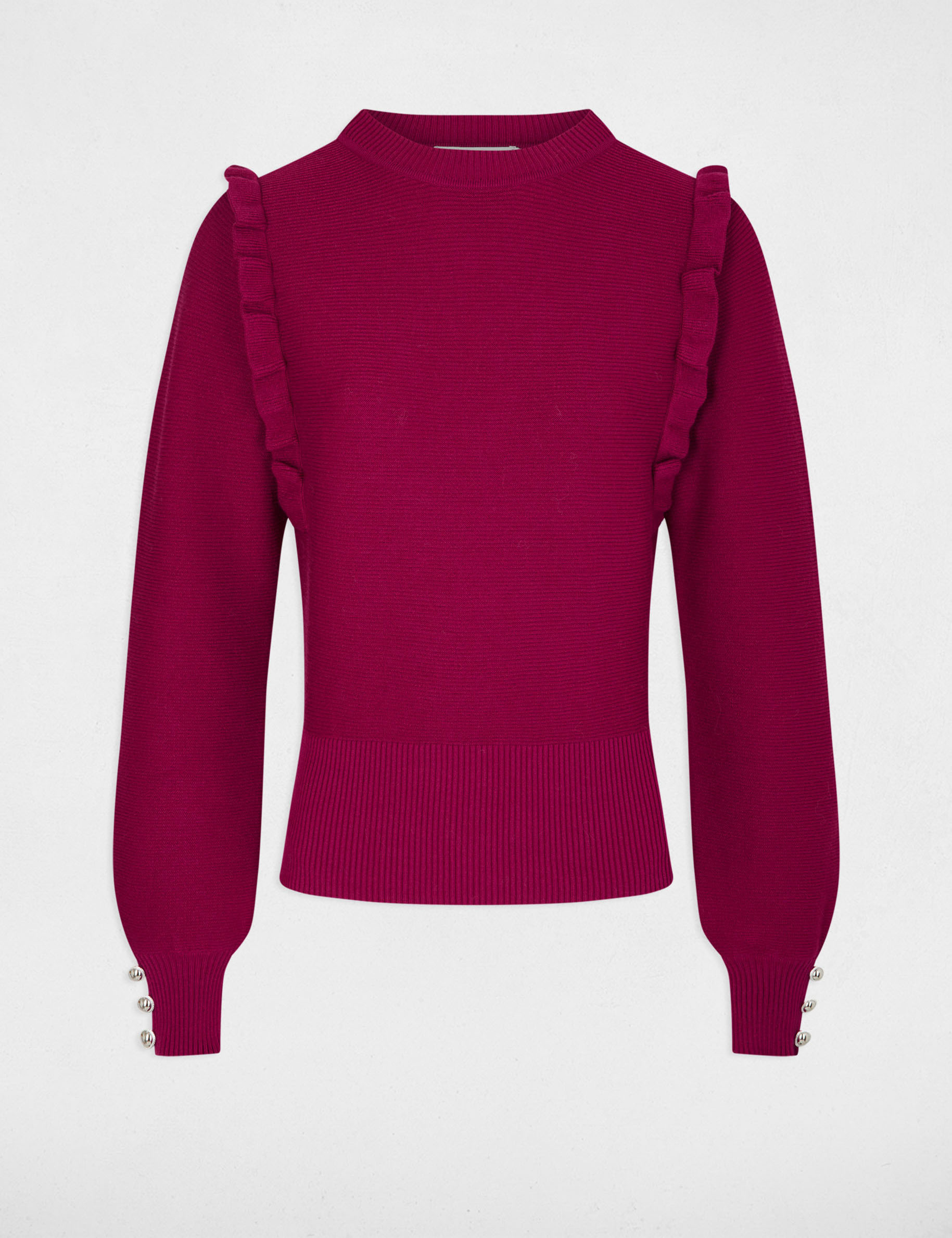 long sleeved jumper ruffles dark pink women Long-sleeved jumper ruffles dark pink women