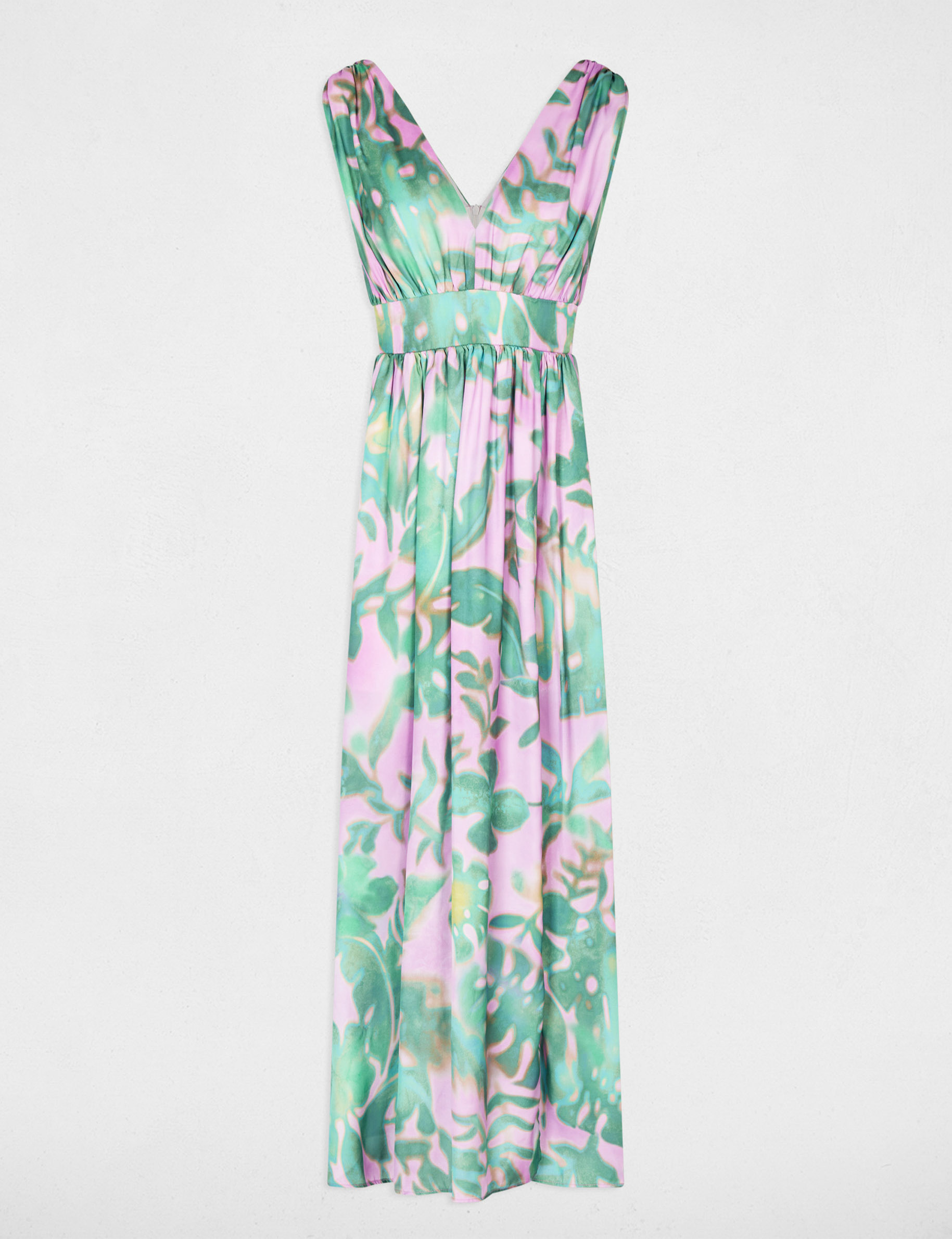 Long dress with V-neck multicolor women