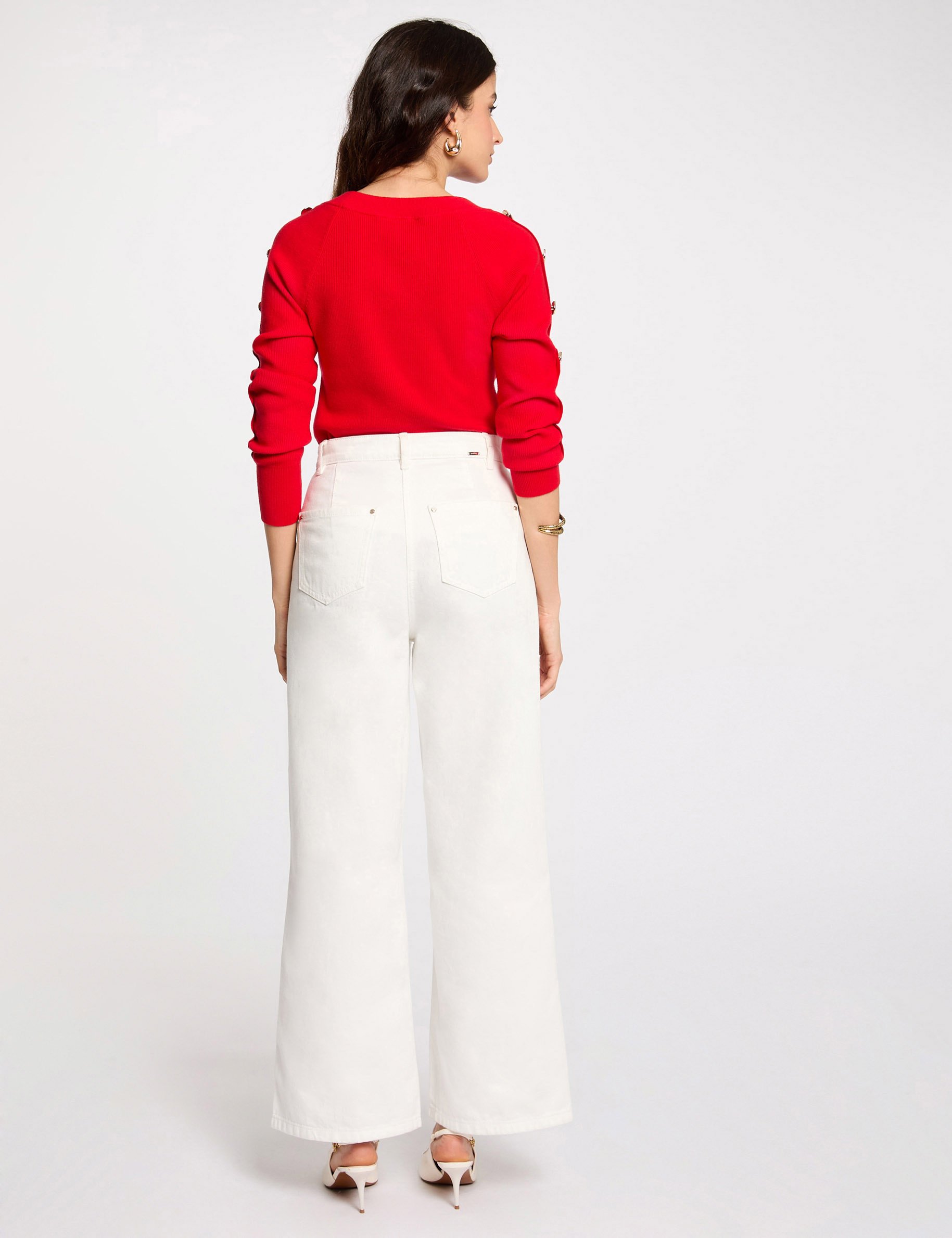 Pull col bateau rouge femme