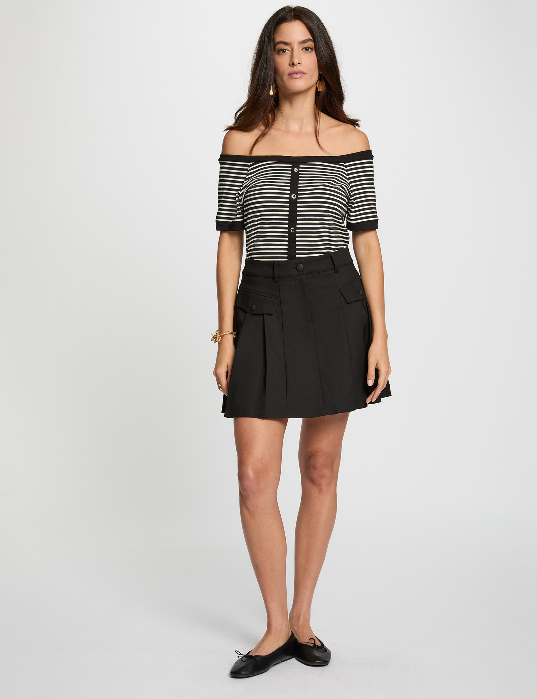 striped bardot t shirt white women Striped Bardot t-shirt white women