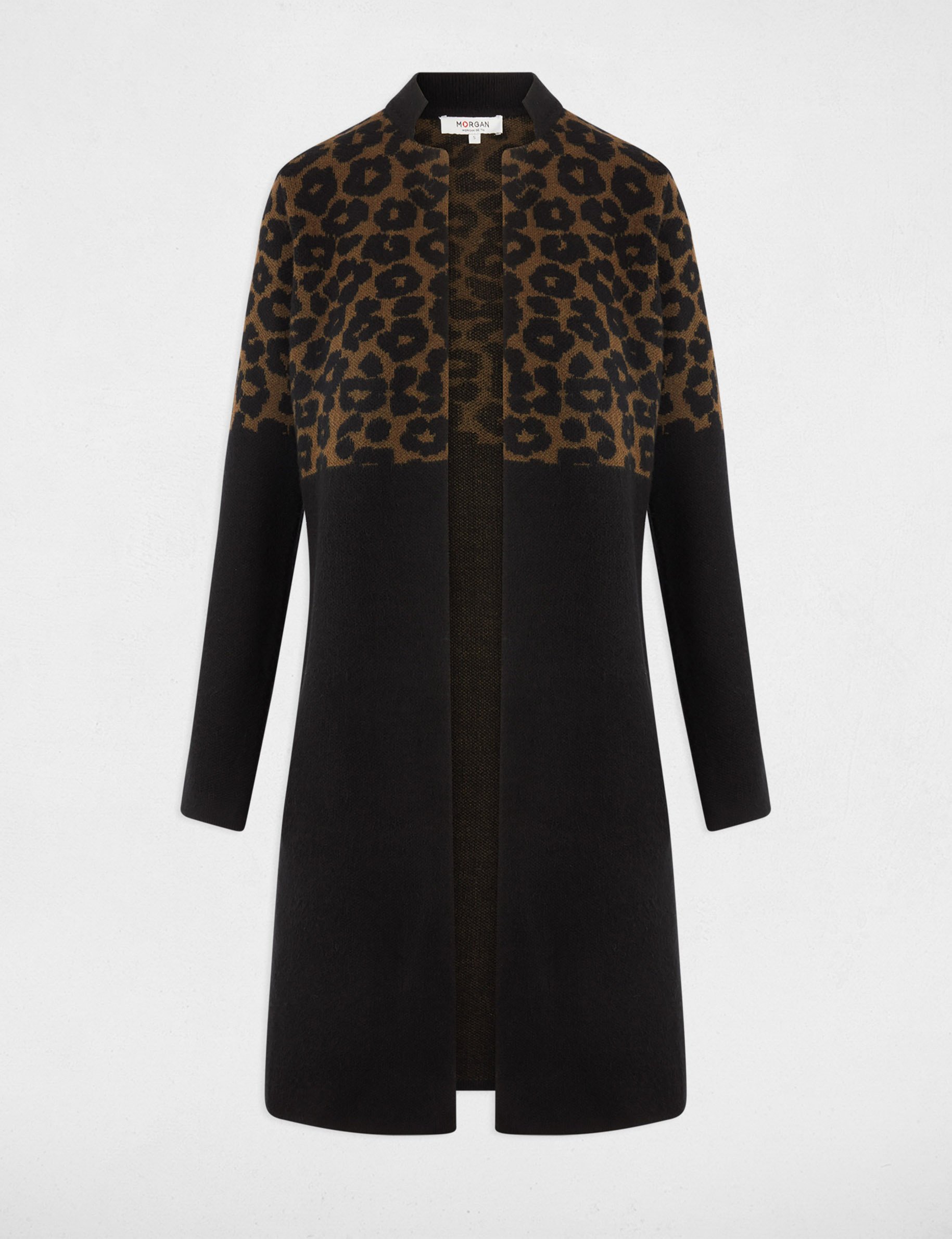 gilet jacquard leopard multicolore femme Gilet jacquard léopard multicolore femme