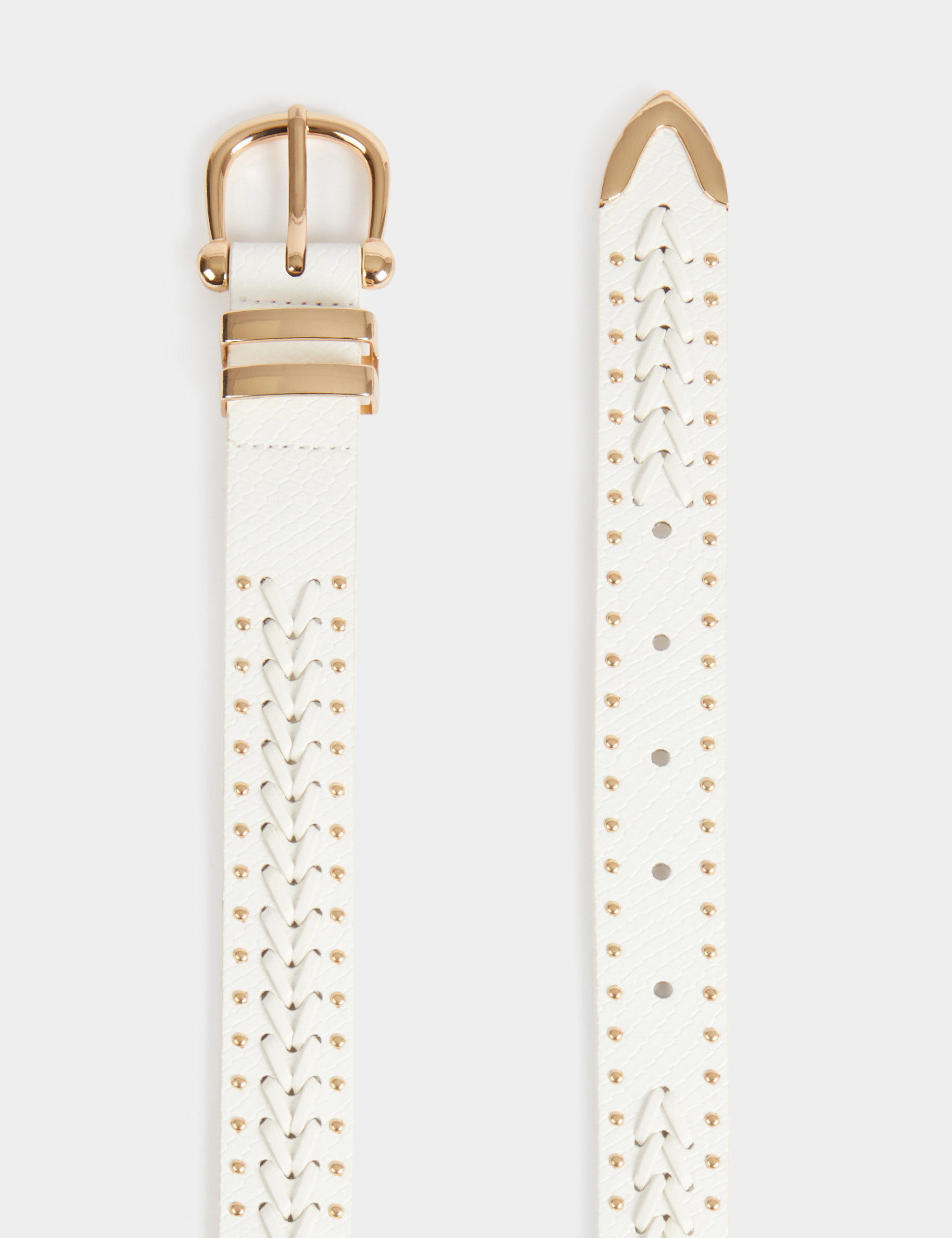 belt croc effect and studs white women Belt croc effect and studs white women