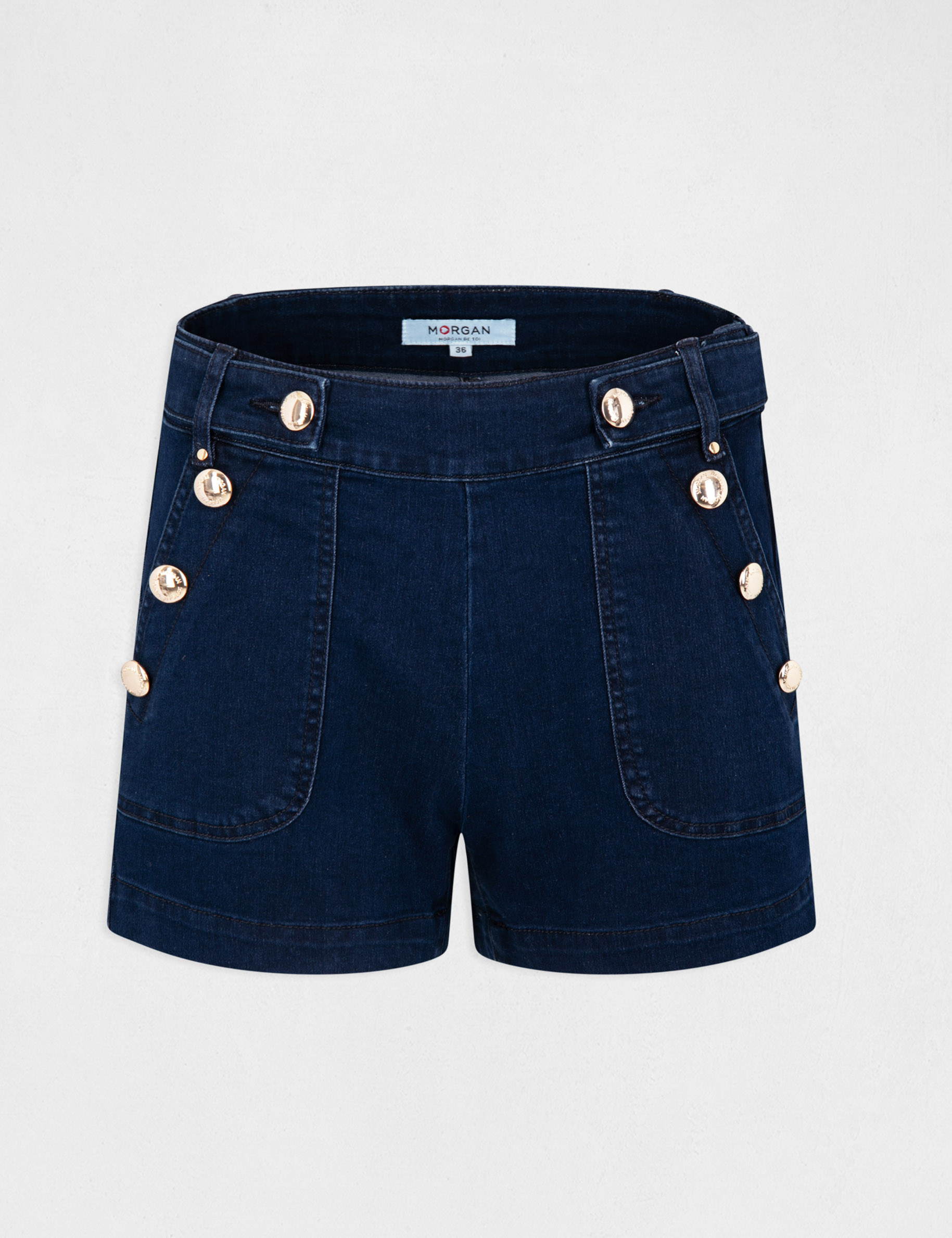 Fitted short with buttons raw denim ladies' Fitted short with buttons raw denim ladies'