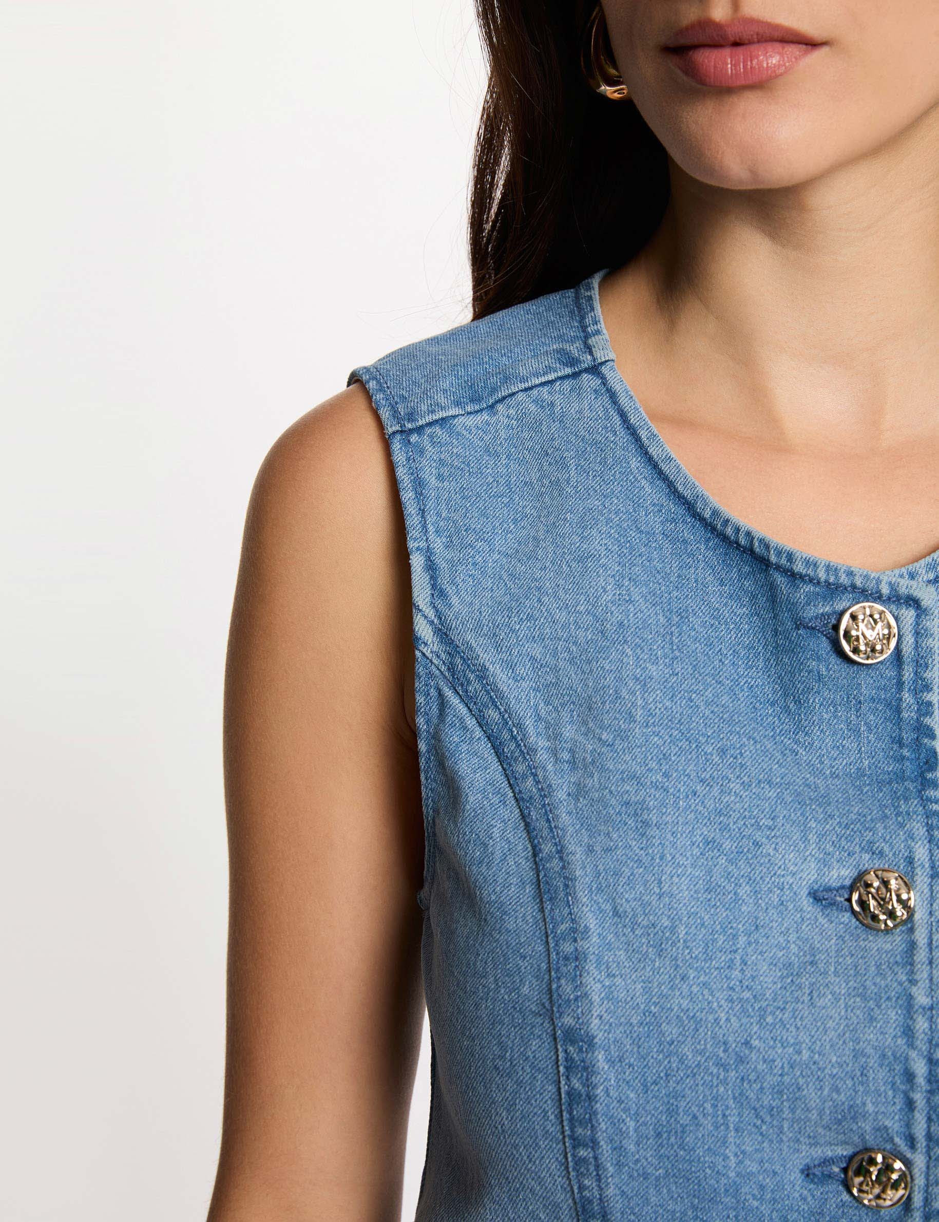 Sleeveless gilet heavy stone wash denim women