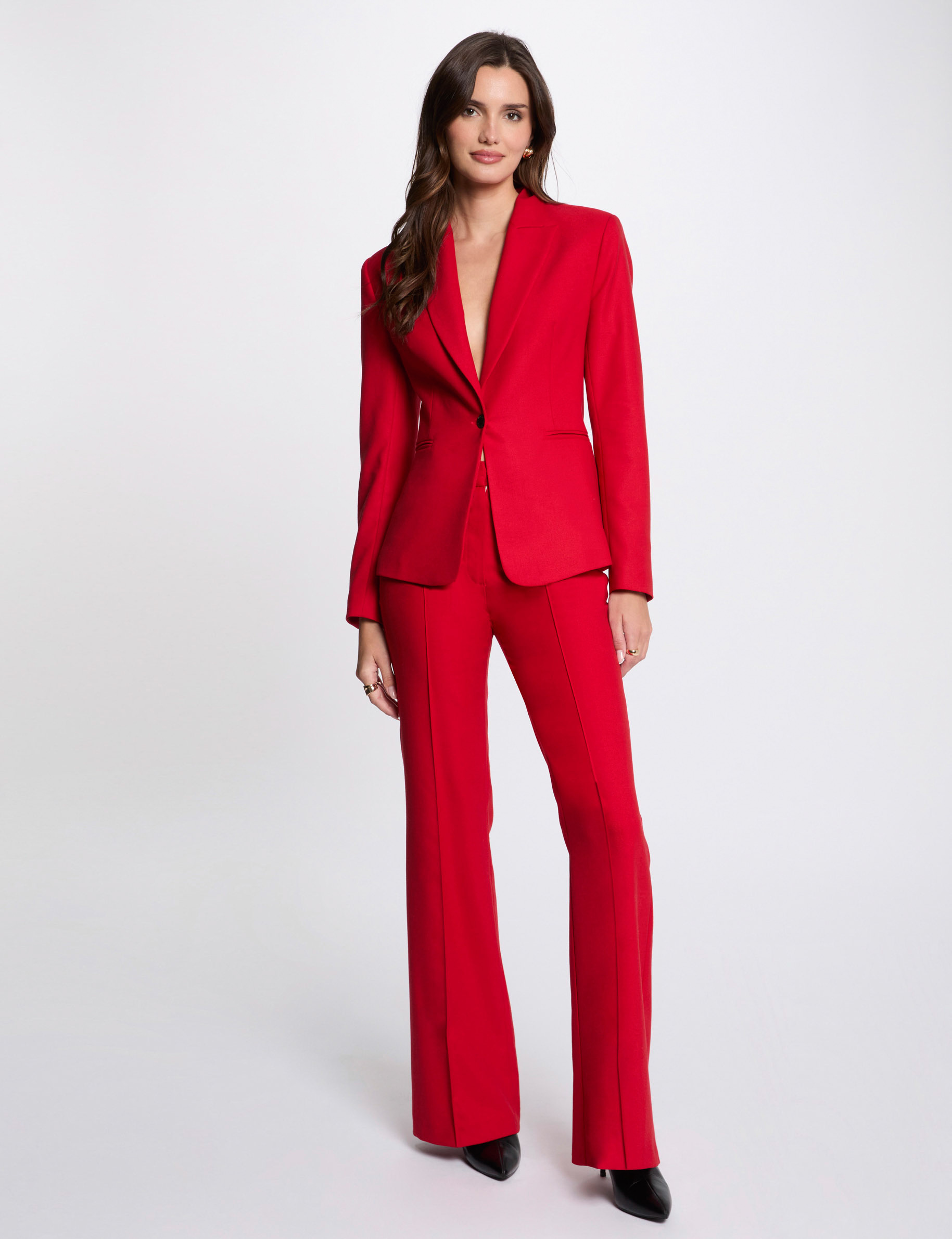 Mid-length blazer red women