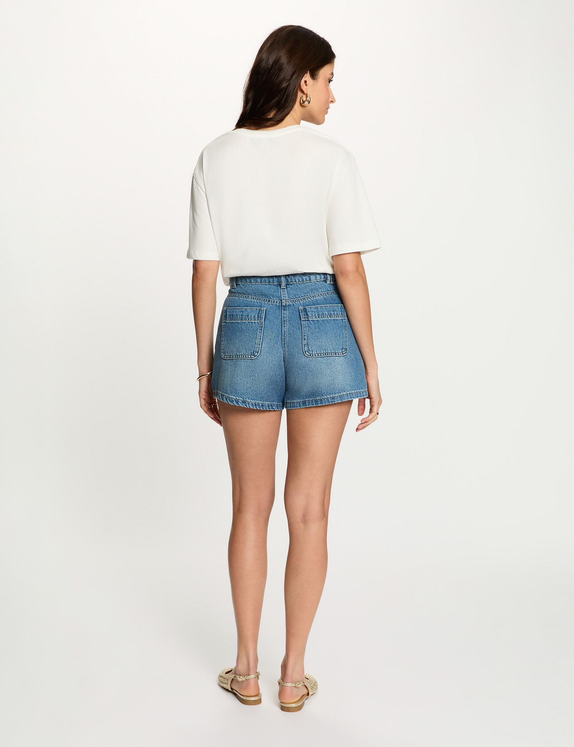 Printed t-shirt with round neck white women