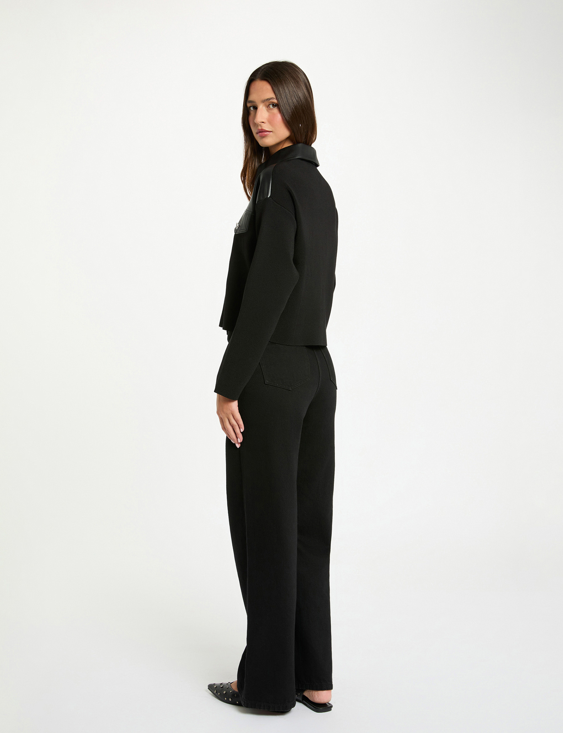 Cropped straight jacket black women