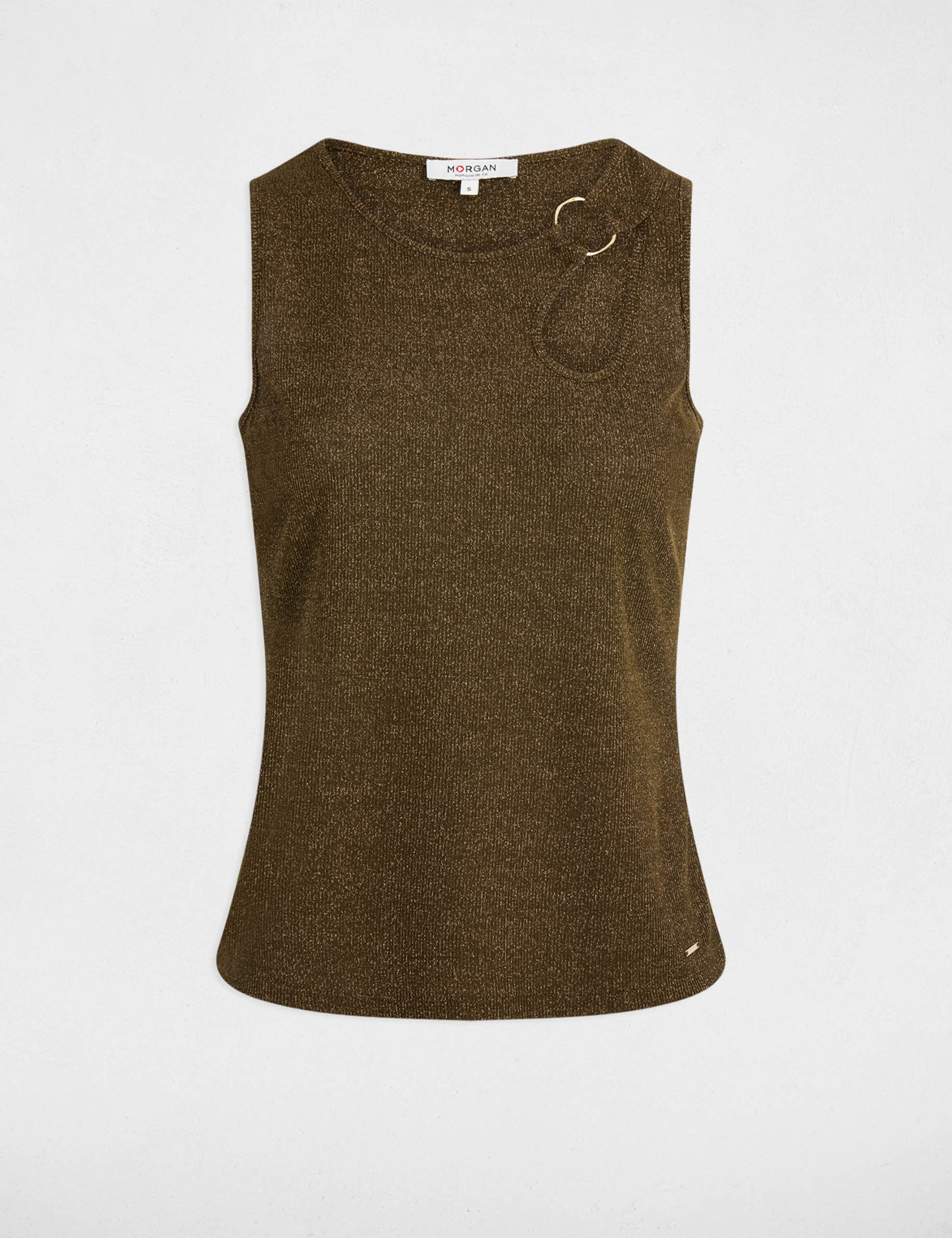 Sleeveless vest top khaki green women