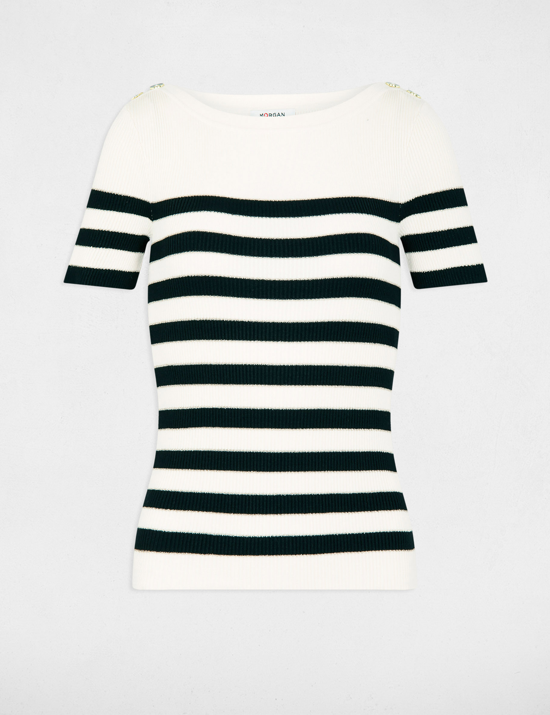 Stripped jumper round neck ivory women