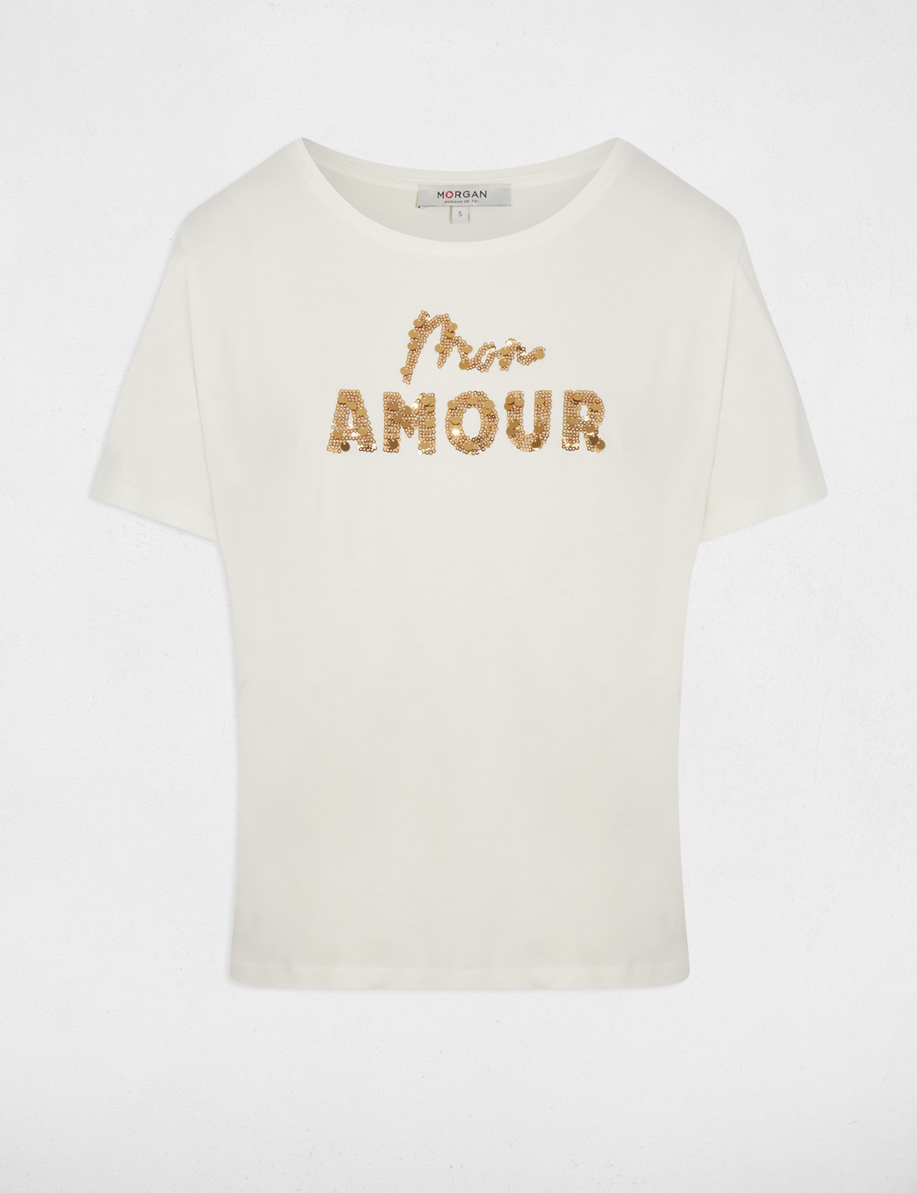 Sequin-embroidered t-shirt white women