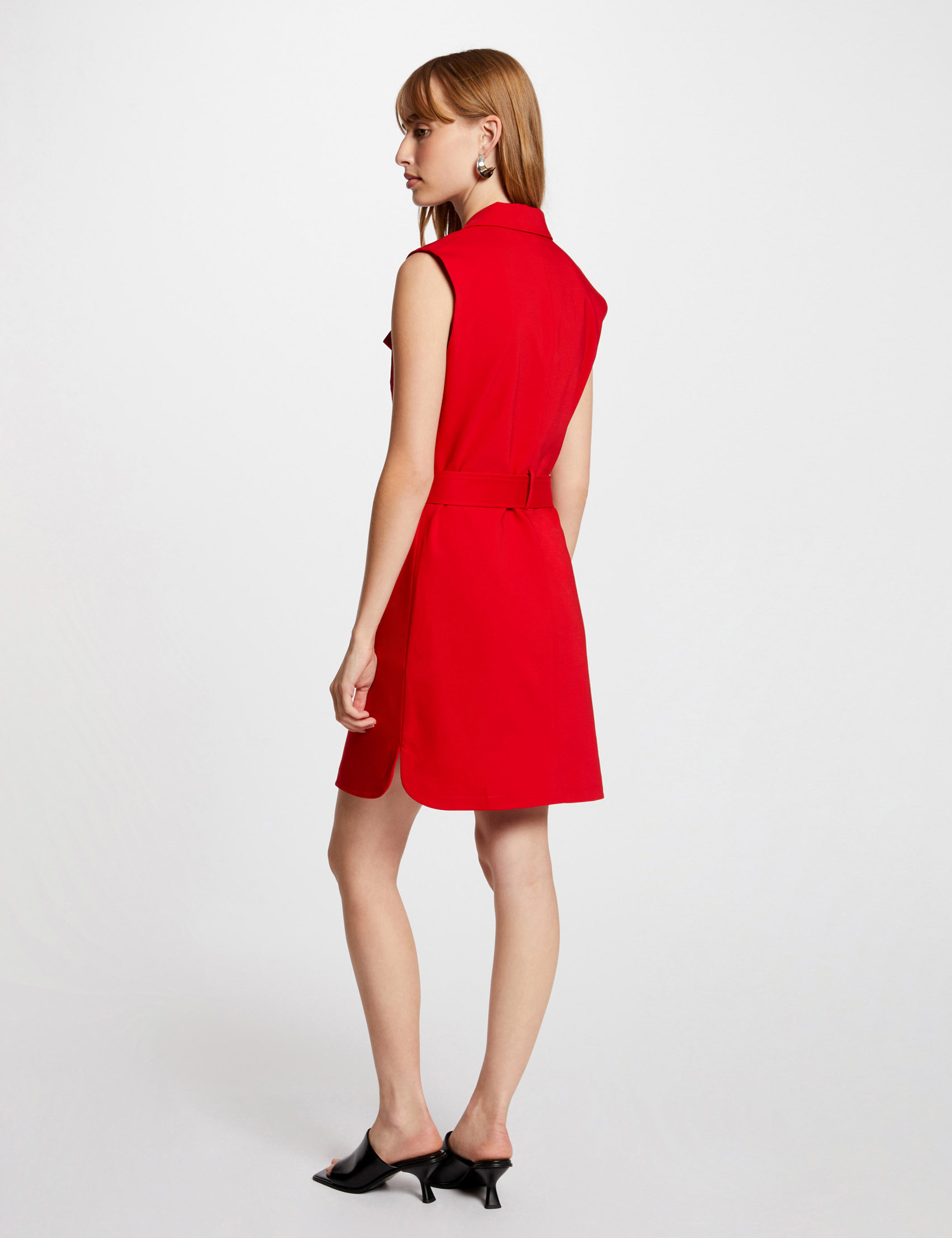 Belted waisted mini dress red women Morgan
