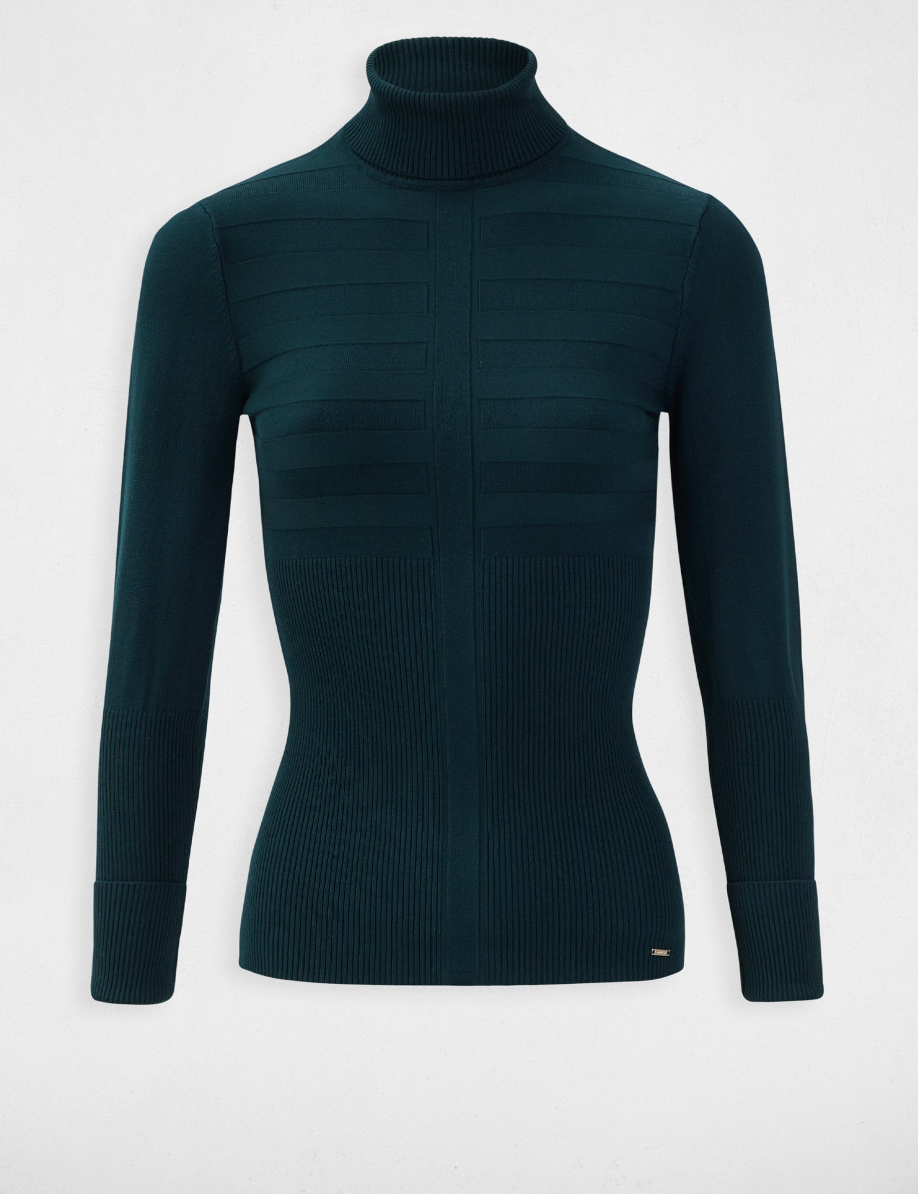 Fitted high neck sweater green women