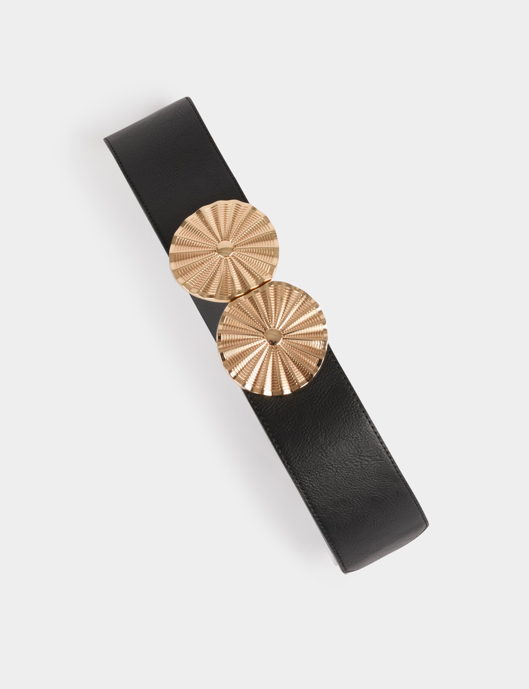 Elasticised belt with buckles black women