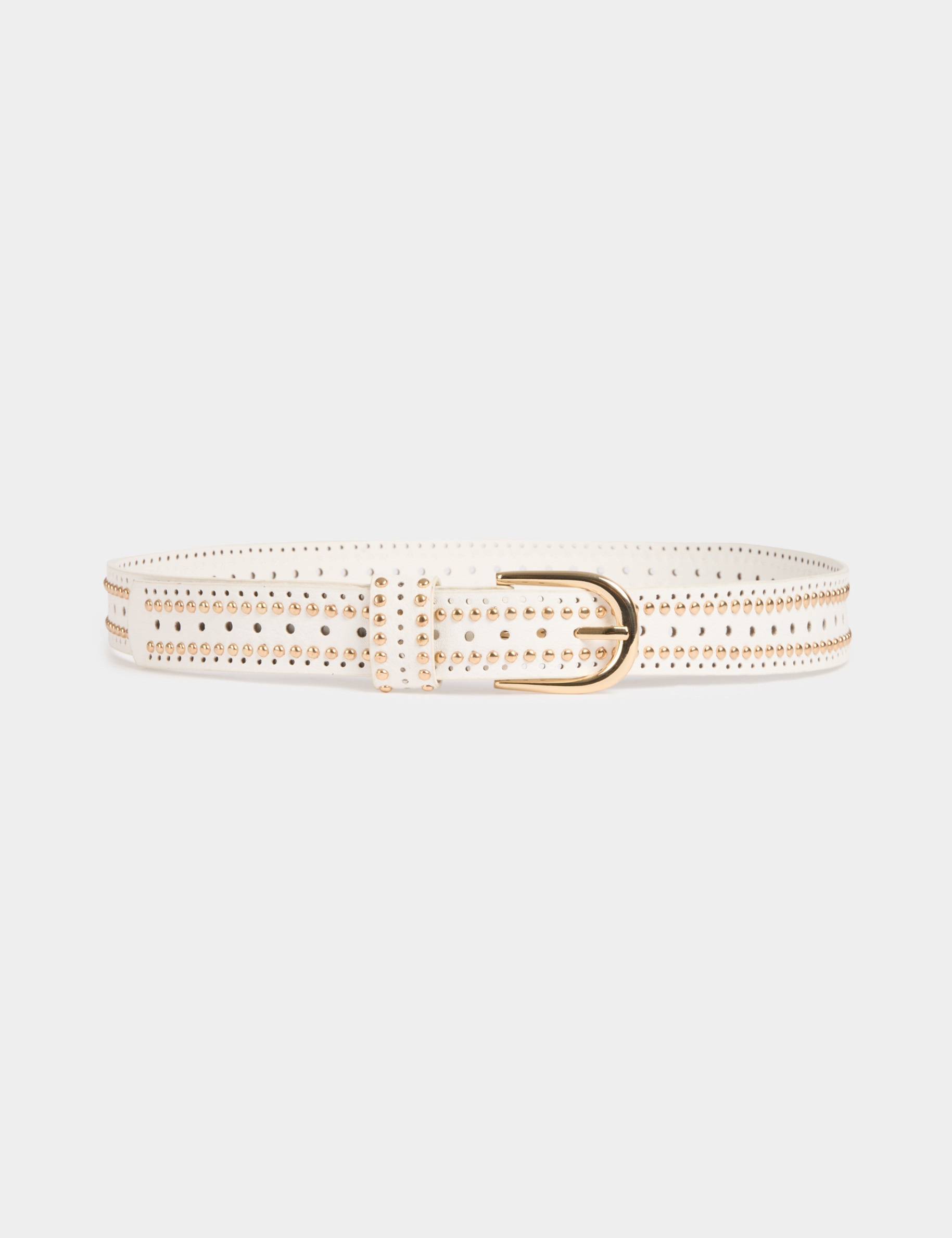 belt with studs and perforations white women Belt with studs and perforations white women