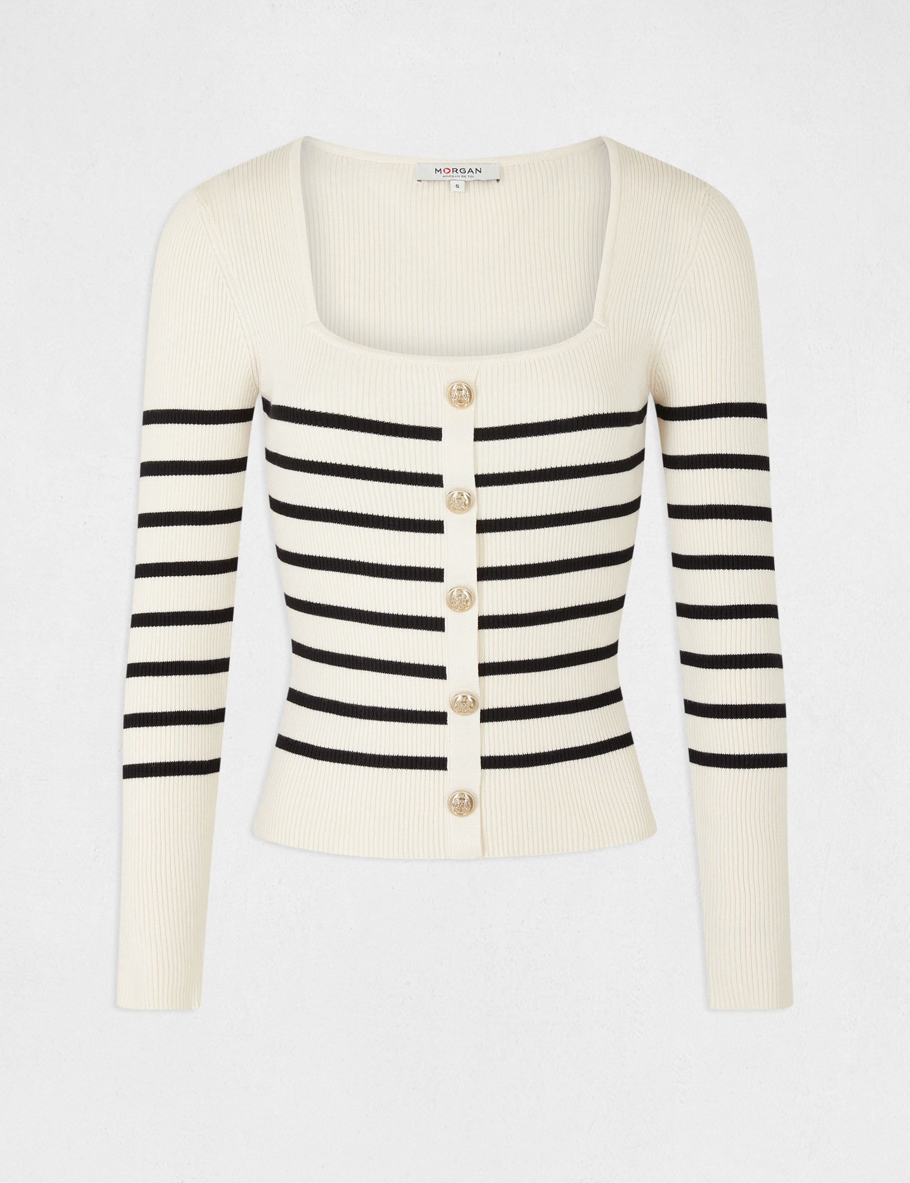 Long-sleeved jumper with stripes ecru ladies'