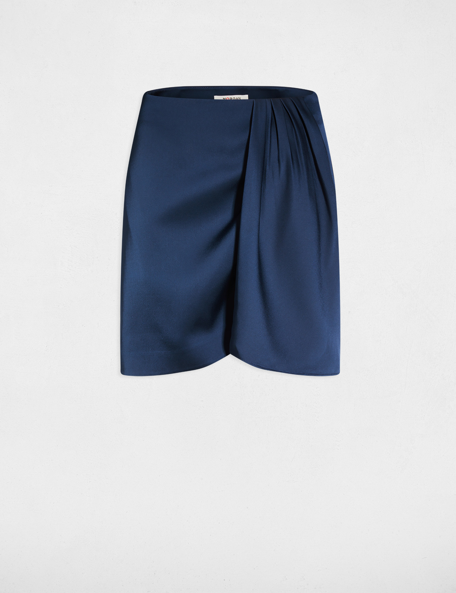 Satin short skirt petroleum blue women