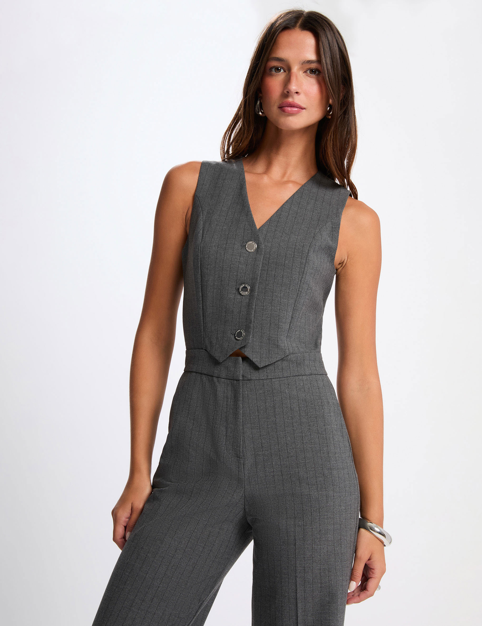 sleeveless fluid jumpsuit mid grey women Sleeveless fluid jumpsuit mid-grey women