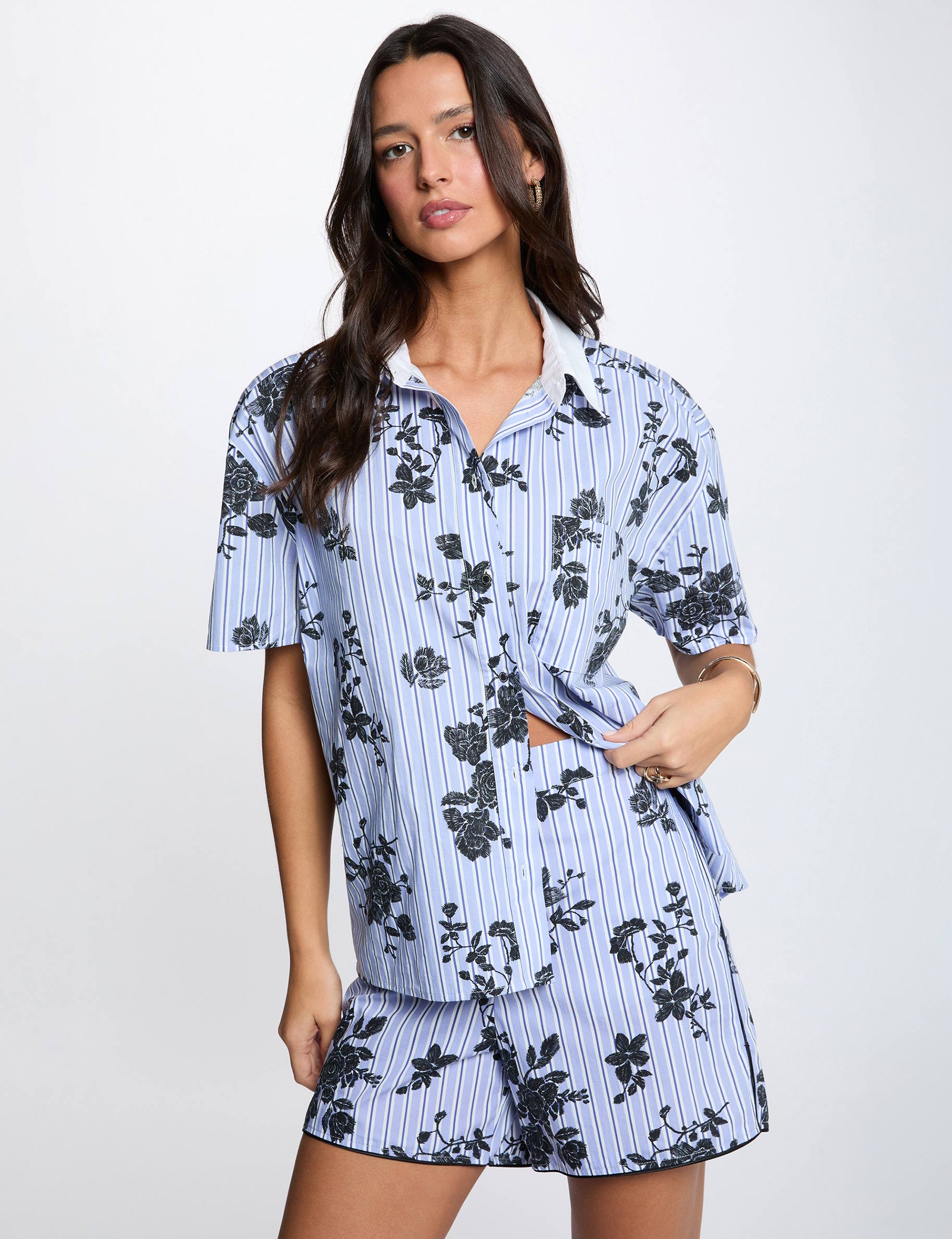 Shirt with contrast collar multicolor women