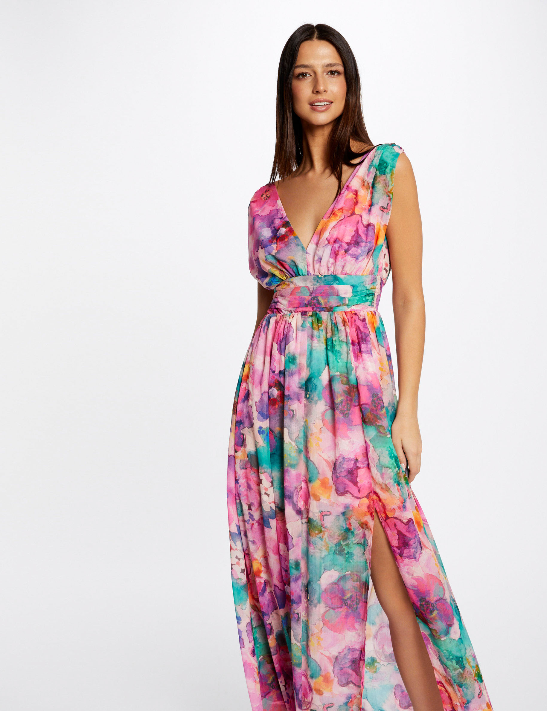 robe longue cintree imprime floral multico femme Robe longue cintrée imprimé floral multico femme