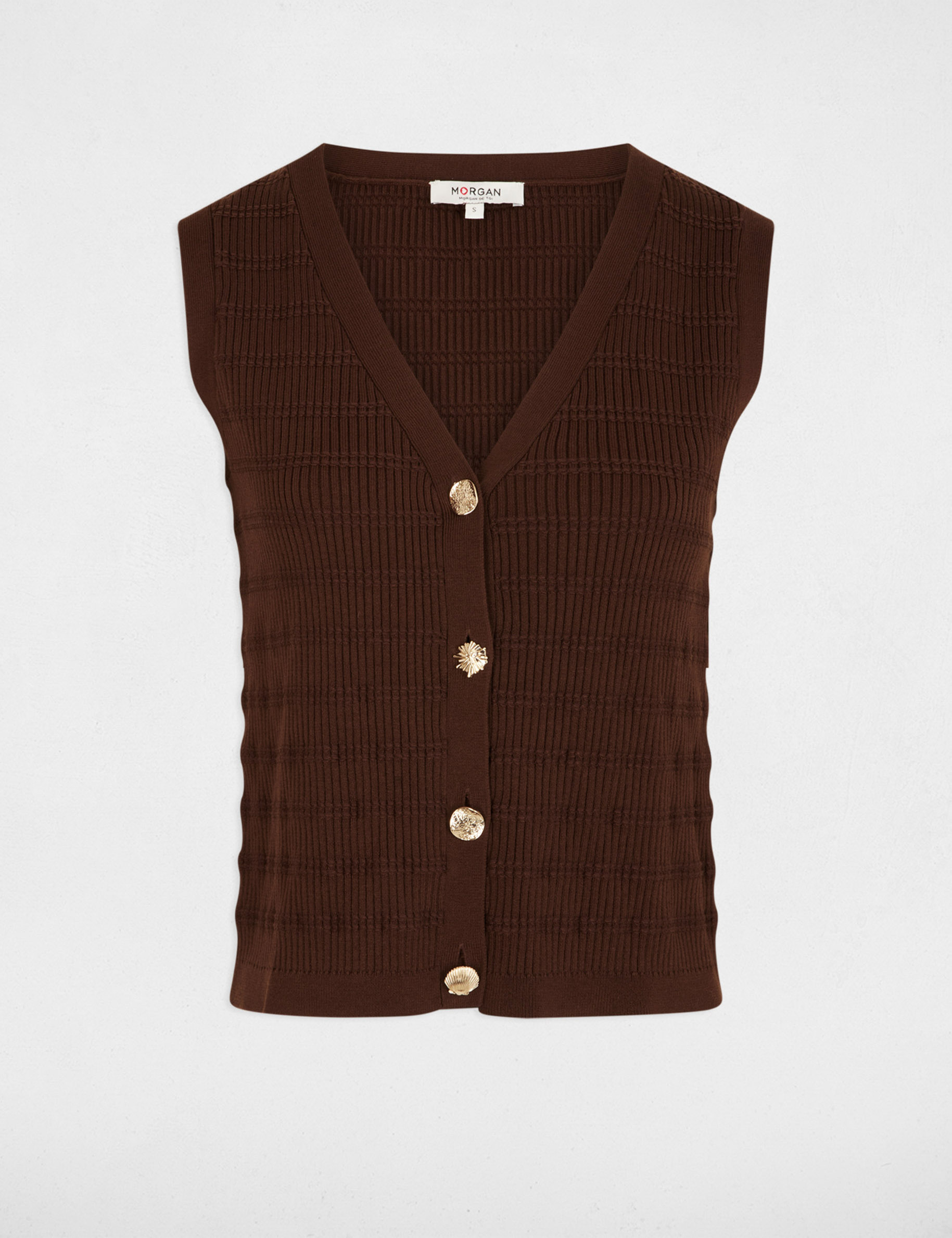 Fitted v-neck cardigan dark brown women
