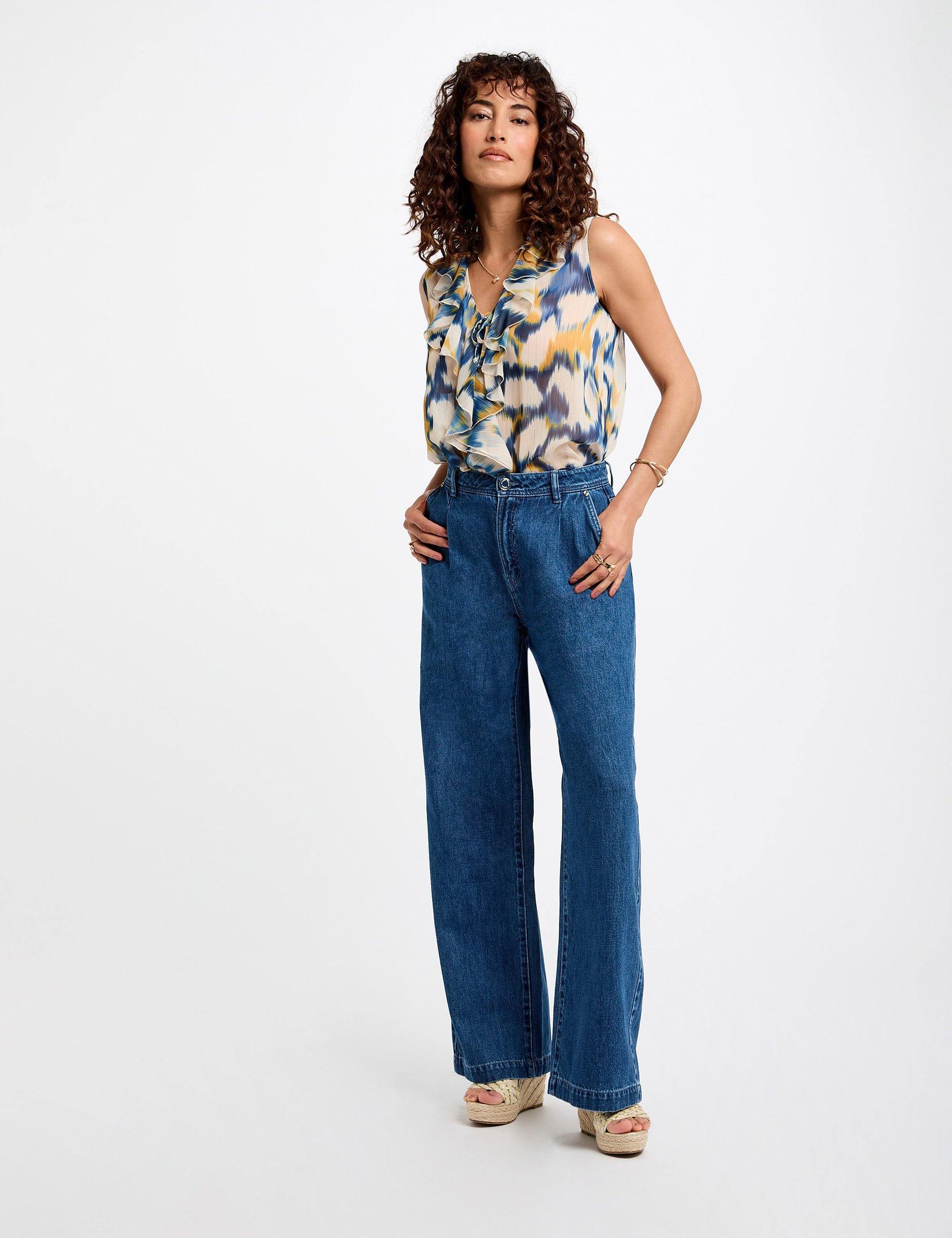 high waist wide leg jeans stone wash denim women High waist wide leg jeans stone wash denim women