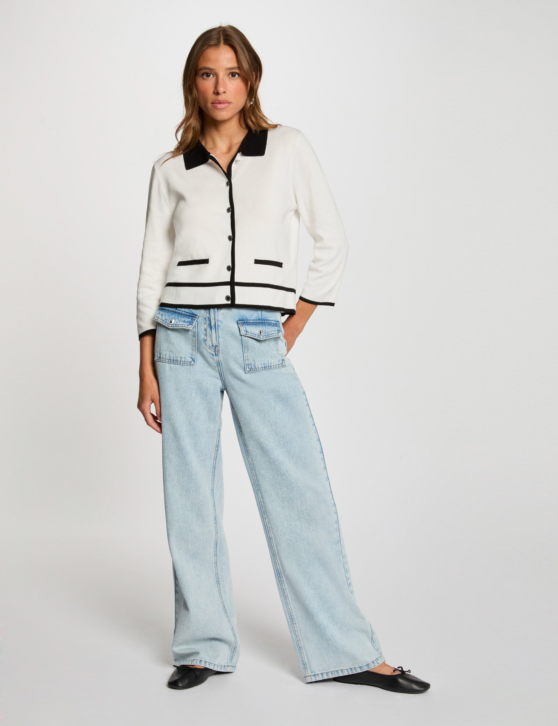 cardigan 34 length sleeves white women Cardigan 3/4-length sleeves white women