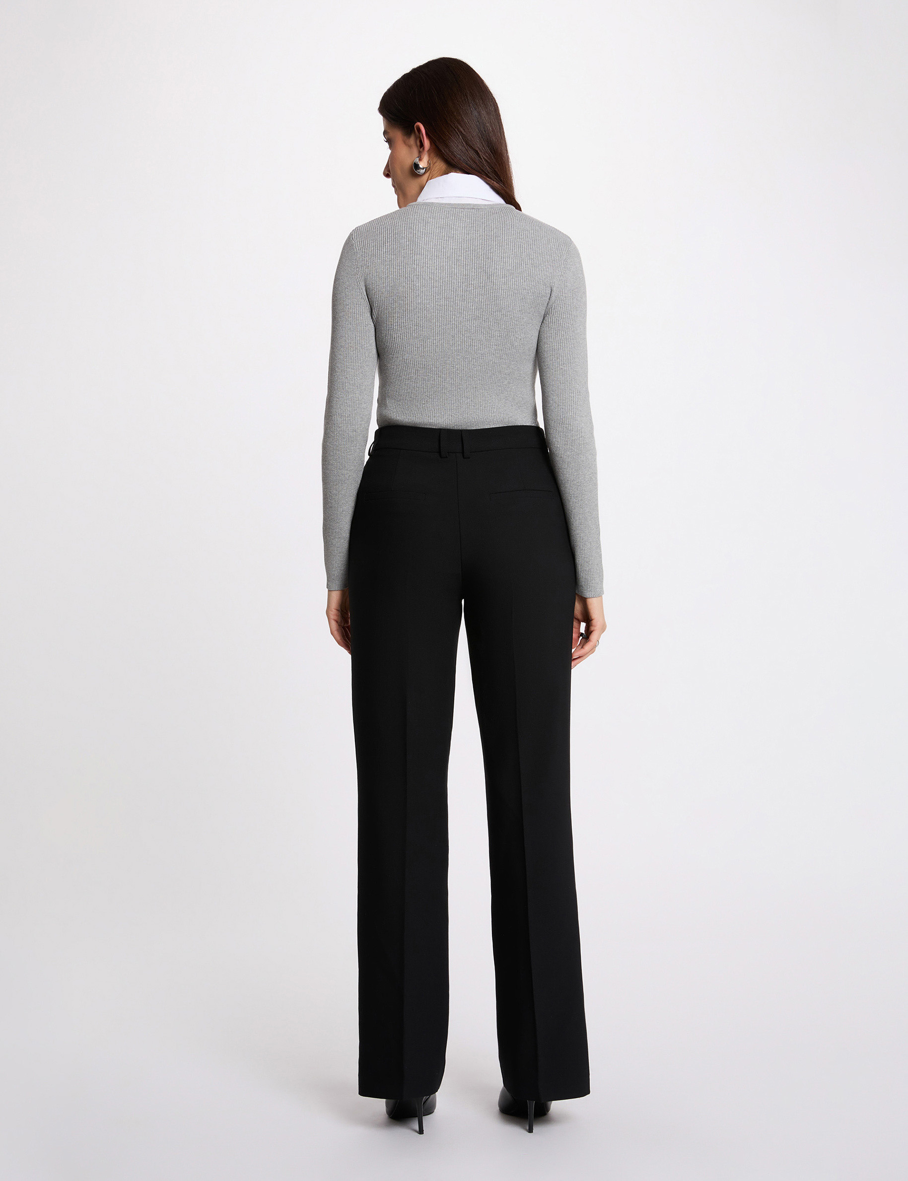 2-in-1 sweater with folded collar light grey women