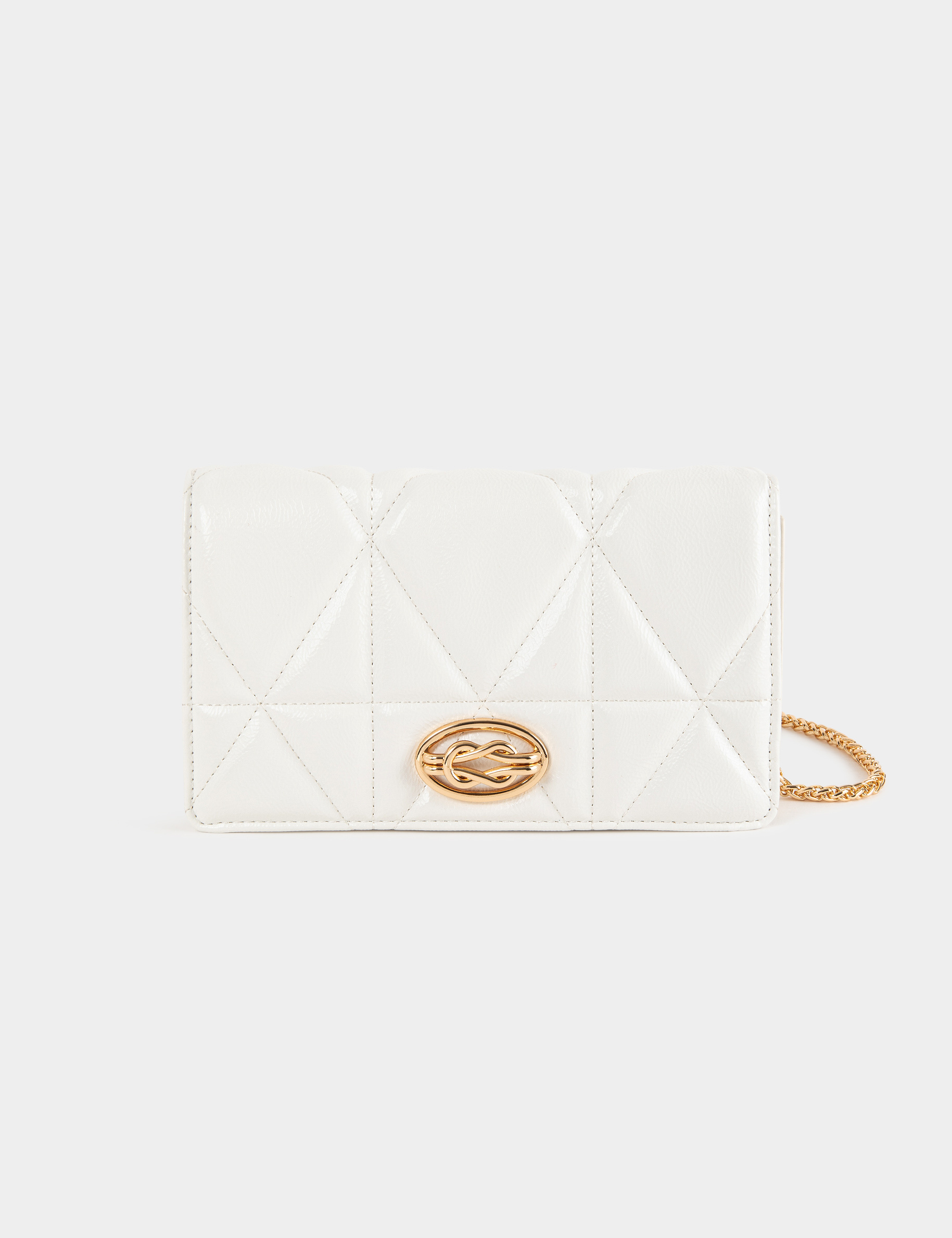 Quilted clutch bag with strap white ladies'