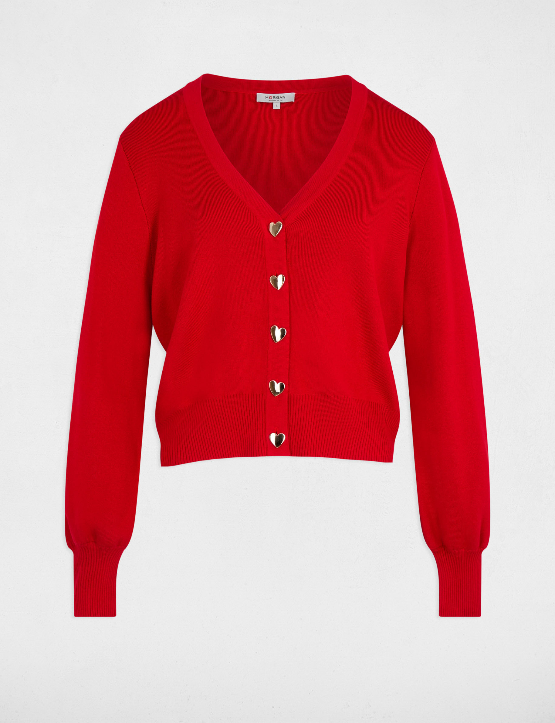 Fitted V-neck cardigan red women