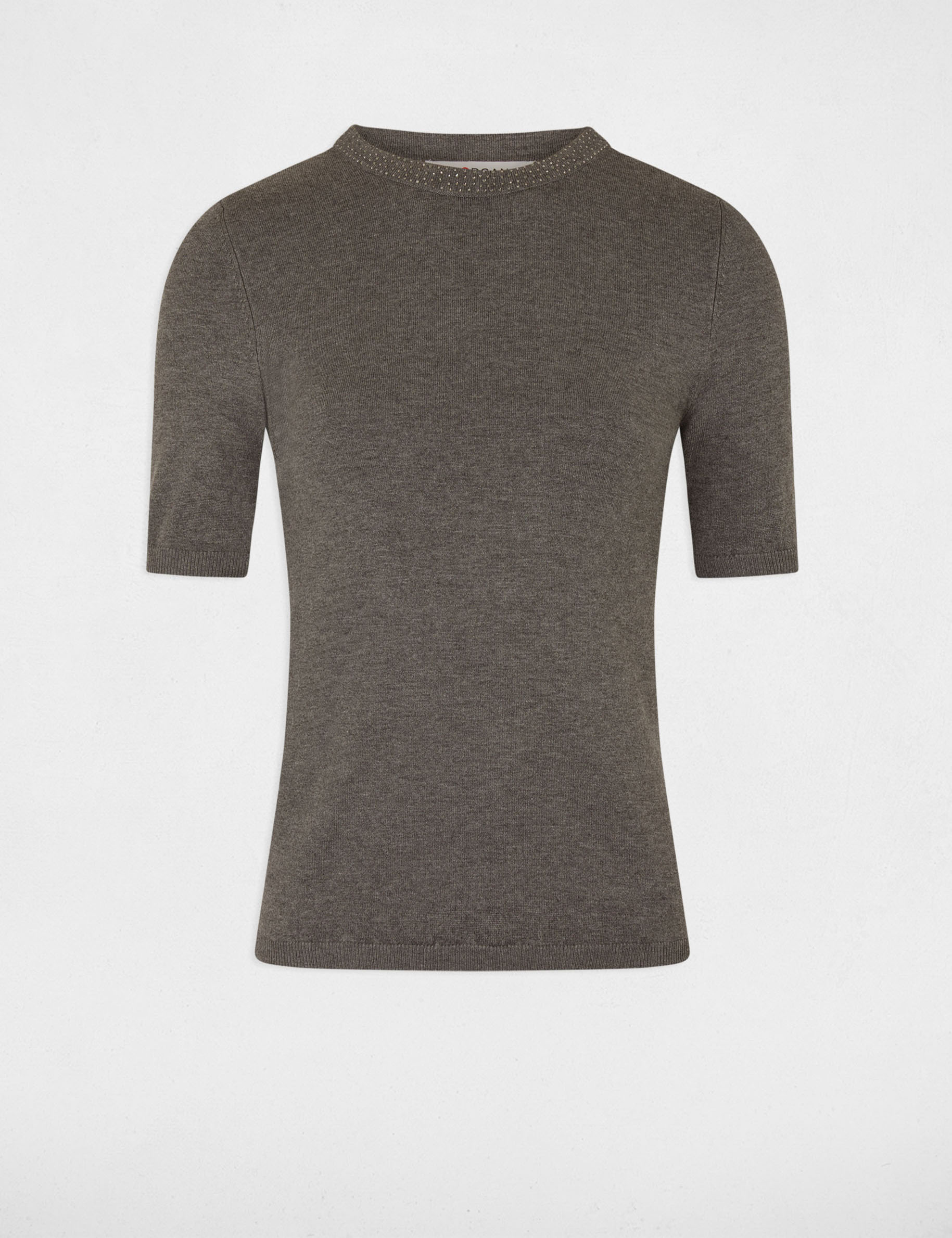 jumper round neck rhinestones mid grey women Jumper round neck rhinestones mid-grey women