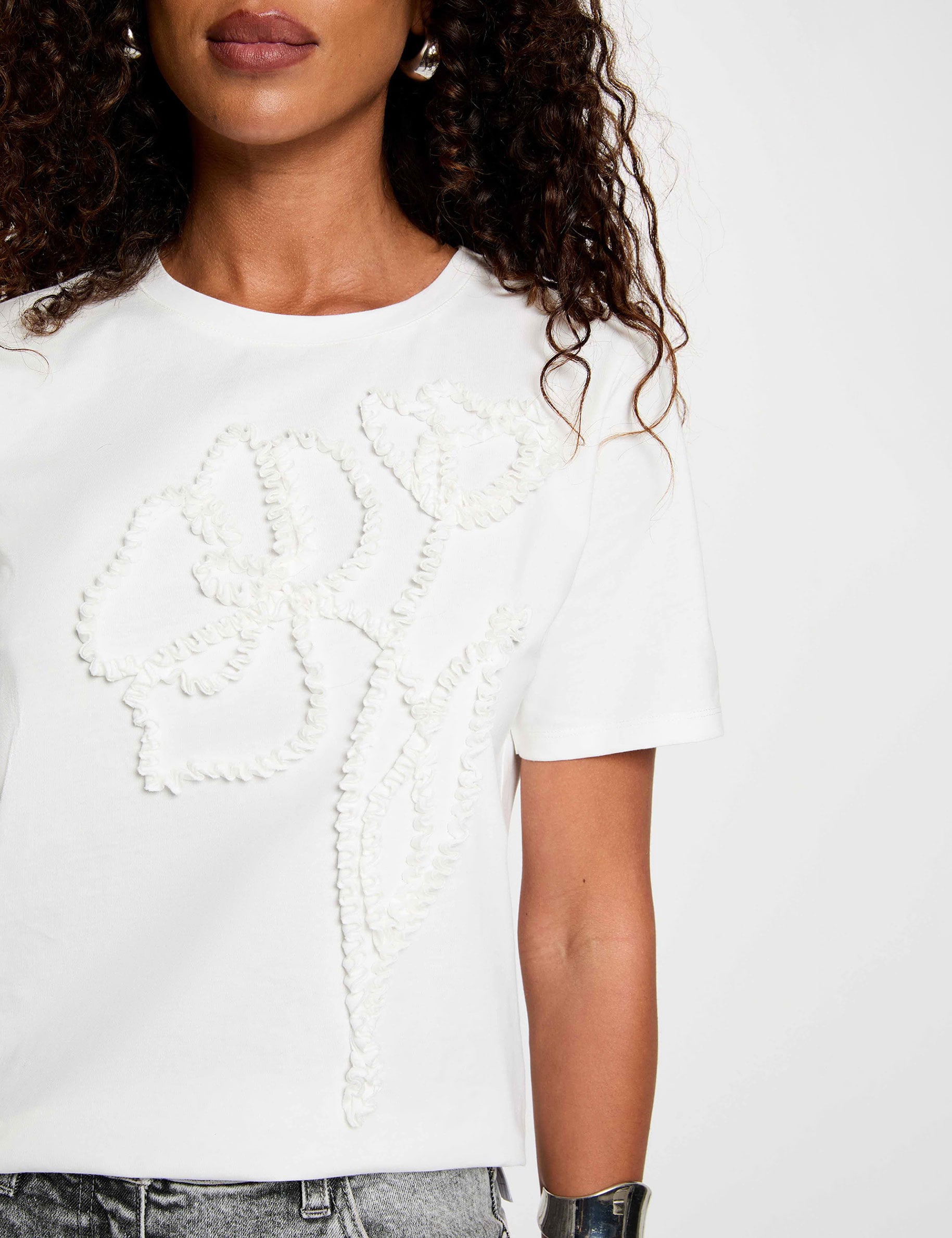 Floral print t-shirt white women