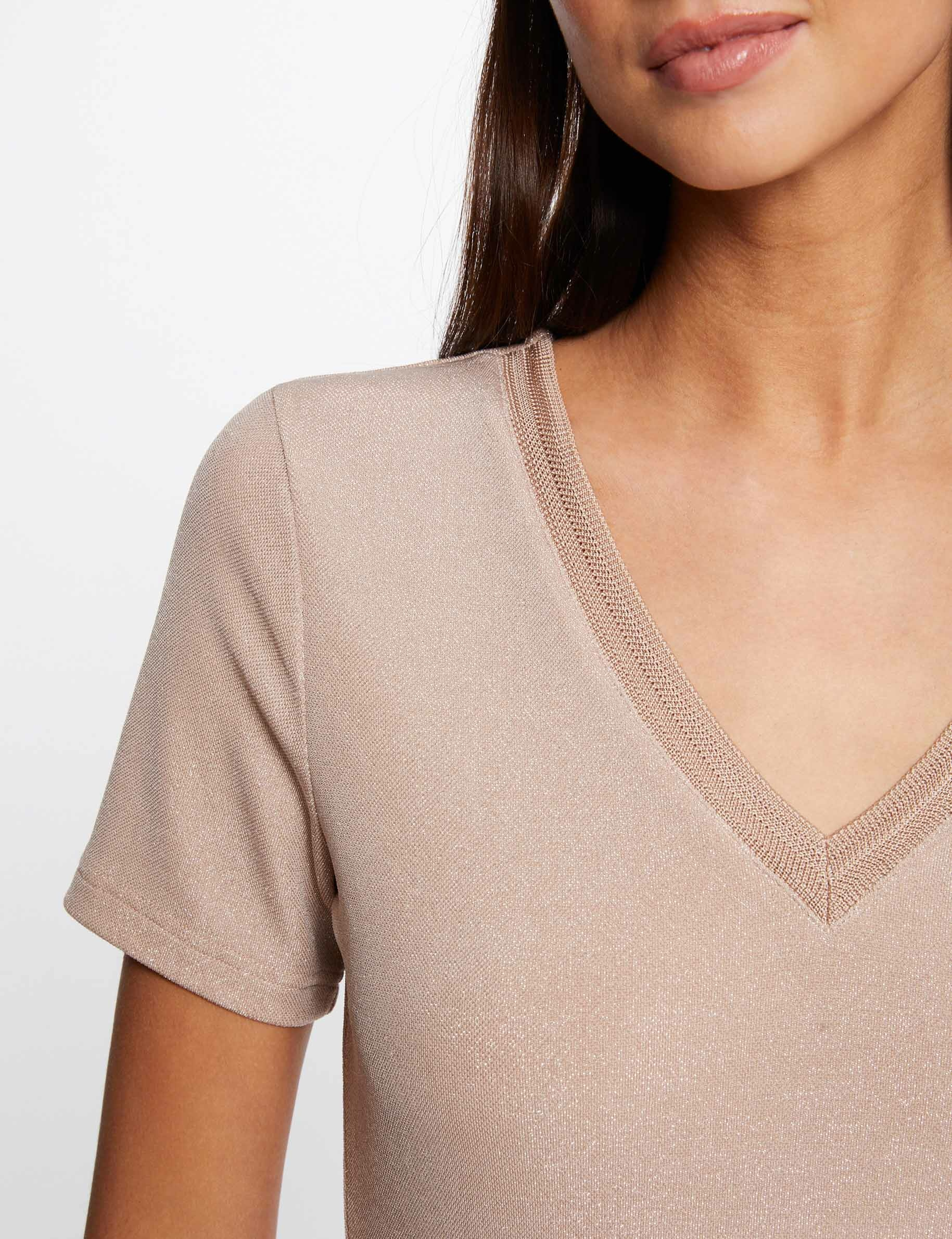 Short-sleeved t-shirt with V-neck pink ladies'