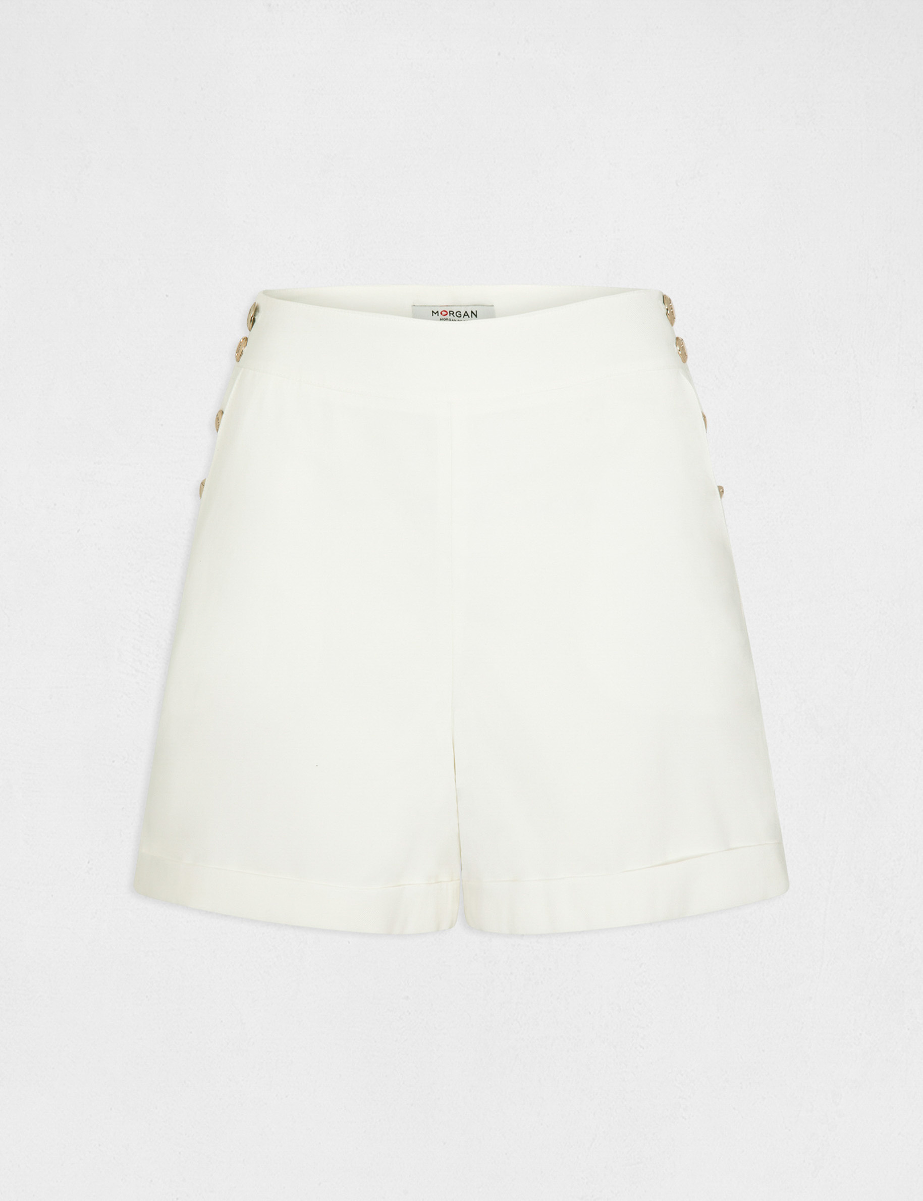 Loose straight short with buttons ecru ladies'