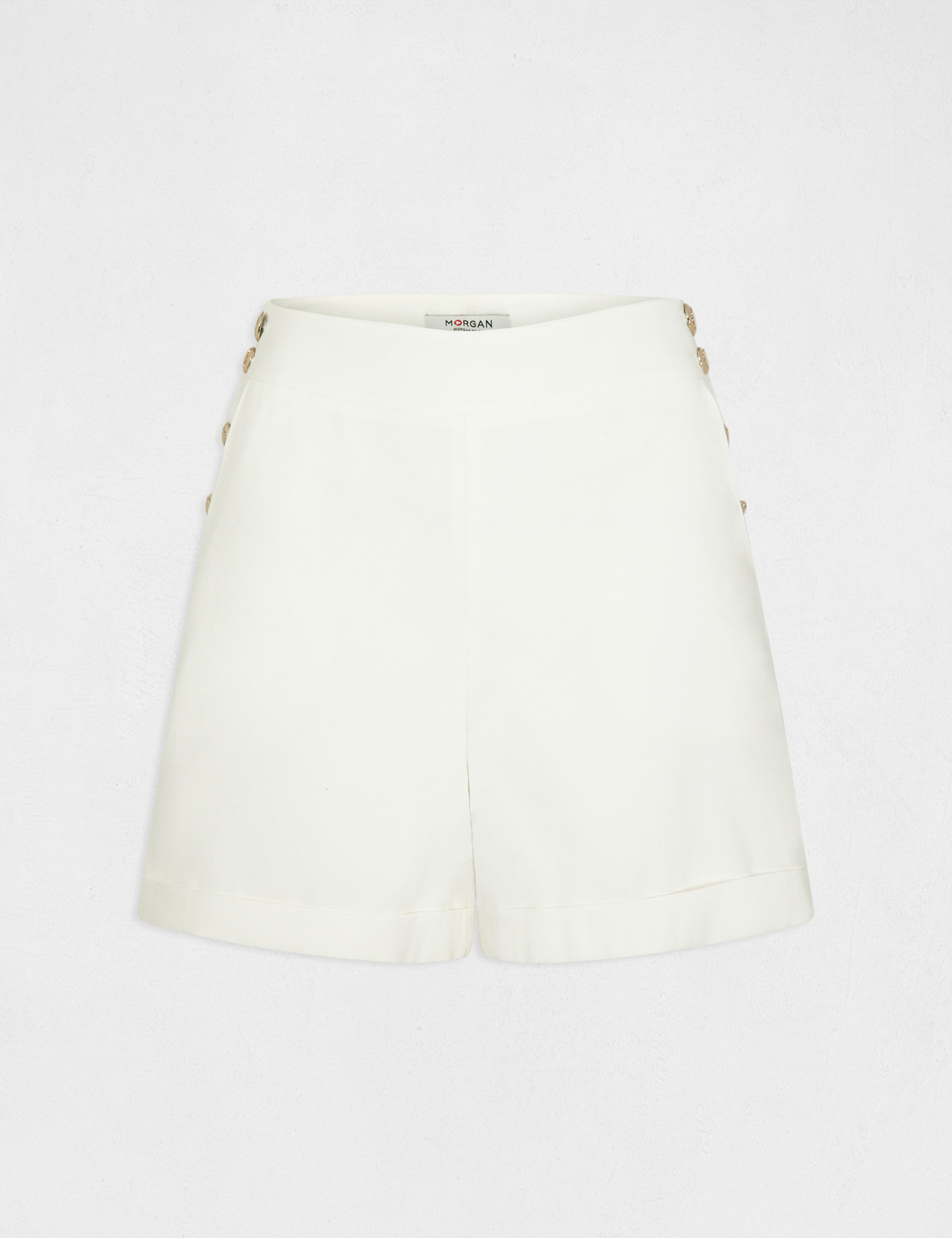 Loose straight short with buttons ecru ladies' Loose straight short with buttons ecru ladies'