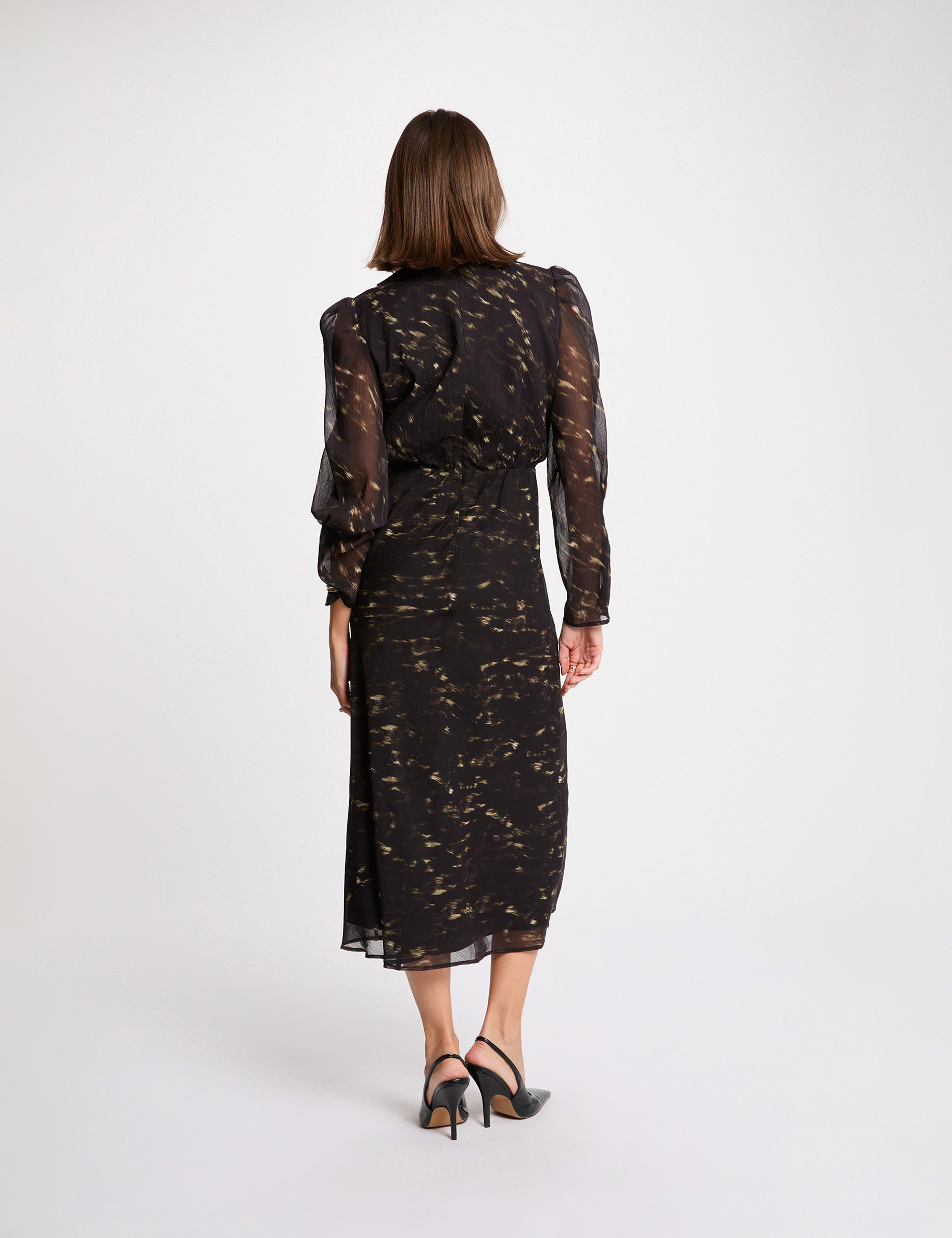 robe longue manches bouffantes multicolore femme multicolor women
