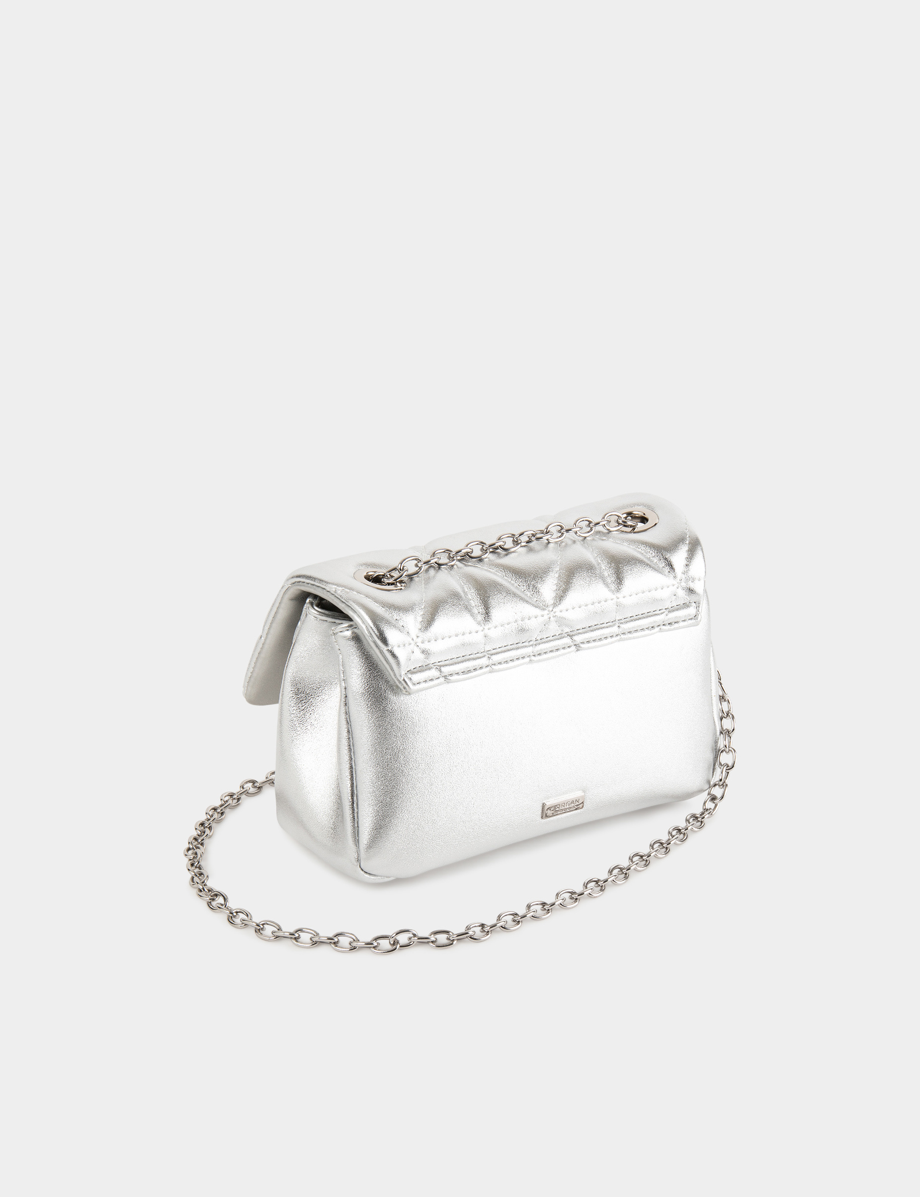Metalissed and quilted bag silver ladies'