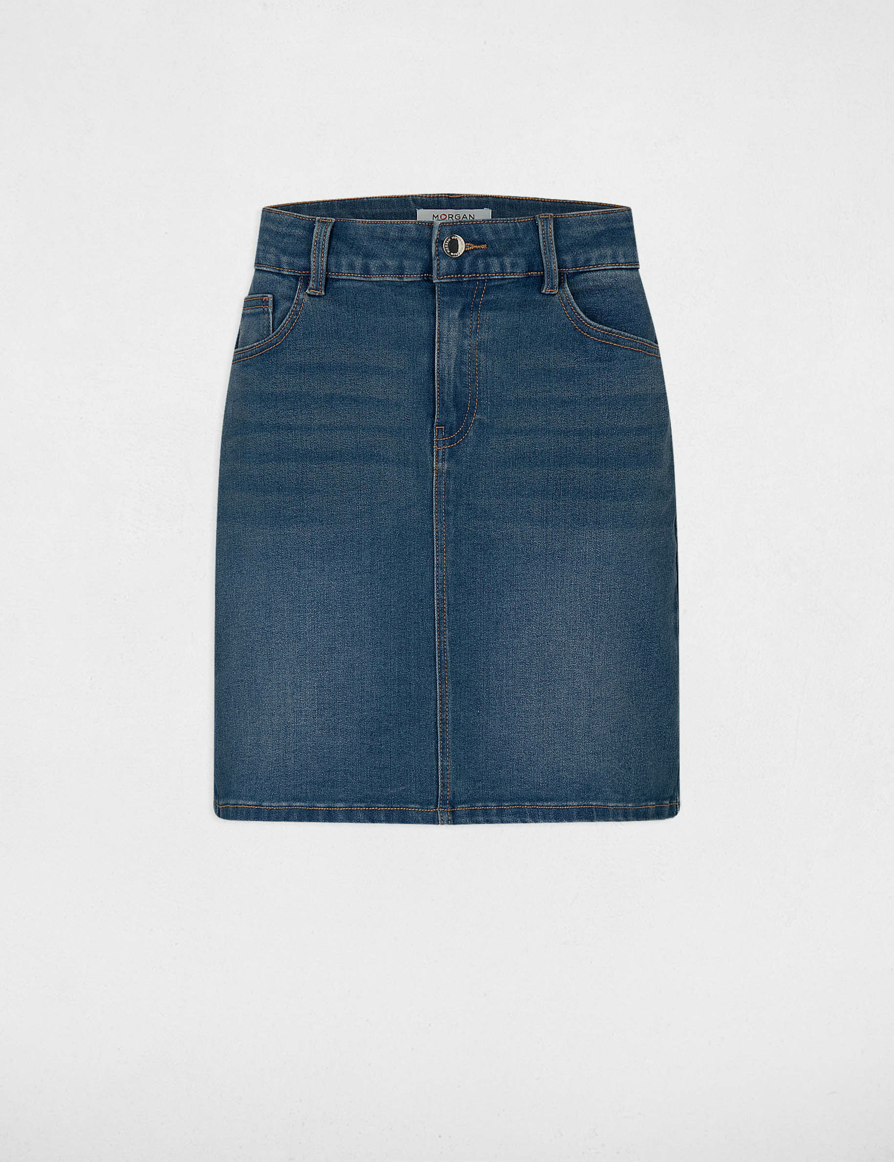 Short denim skirt stone denim ladies'