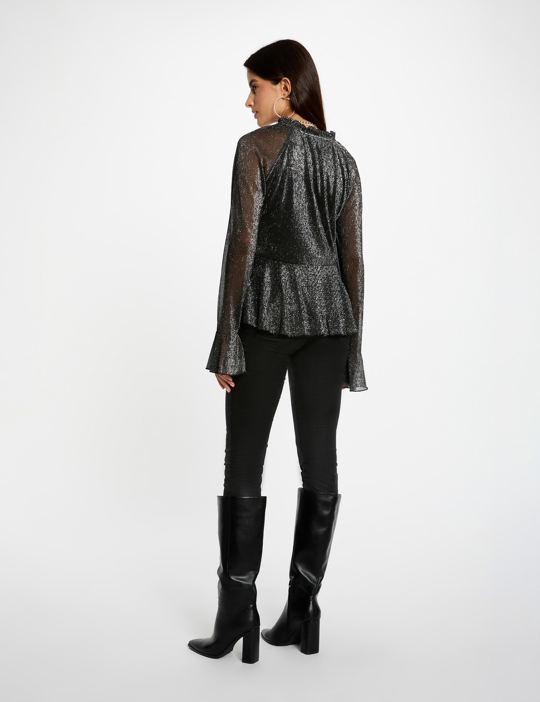 t shirt col v manches longues noir femme T-shirt col v manches longues noir femme
