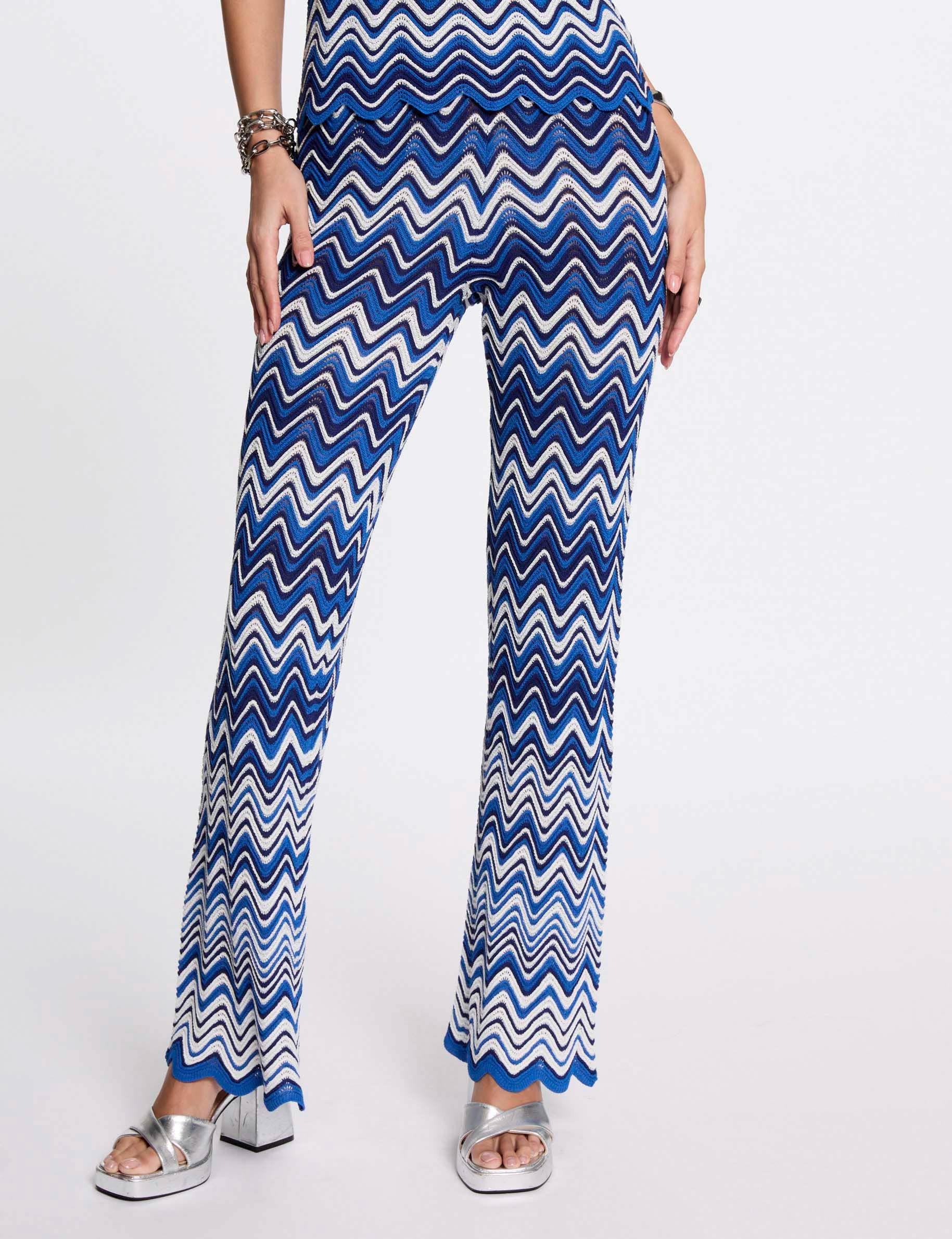 printed knitted trousers electric blue women Printed knitted trousers electric blue women