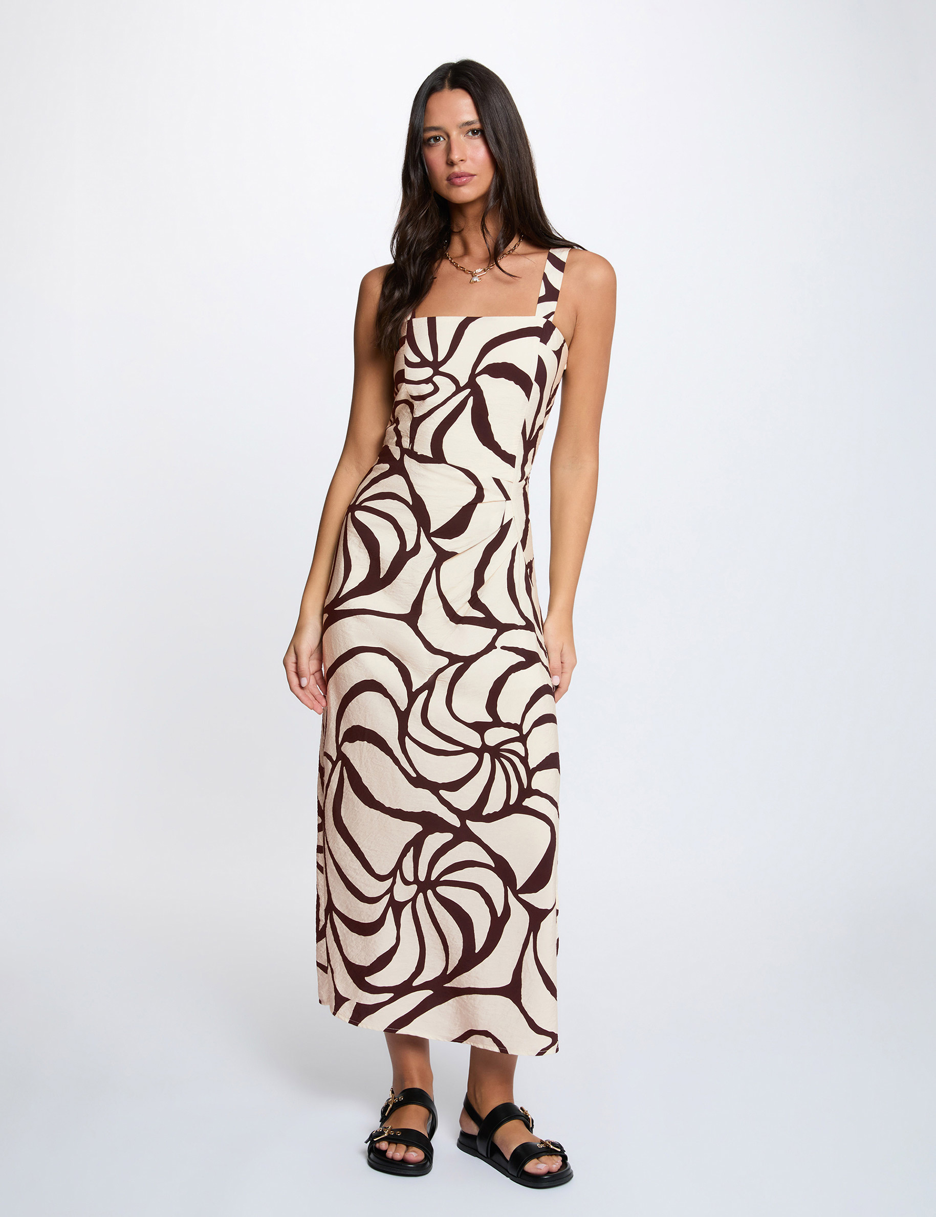 Pleated long dress multicolor women