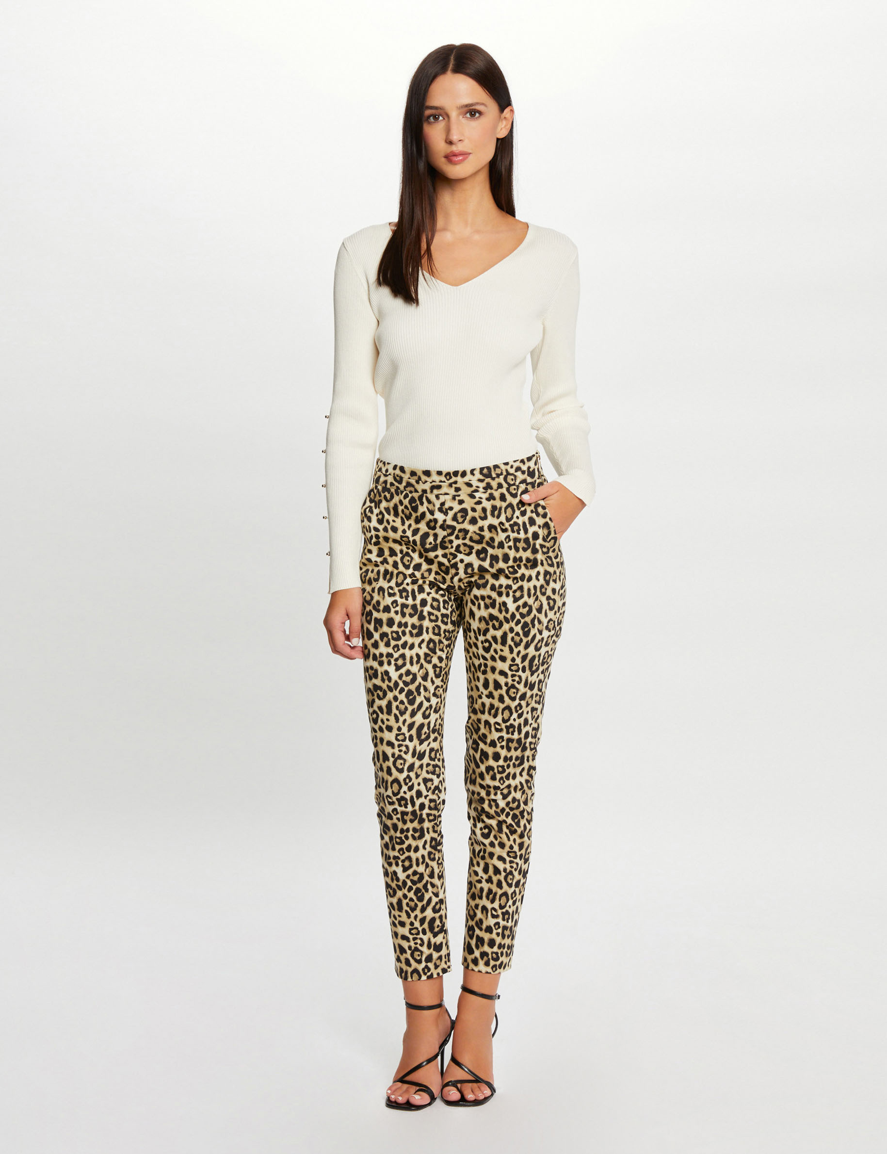 Cigarette trousers leopard print multico ladies Morgan