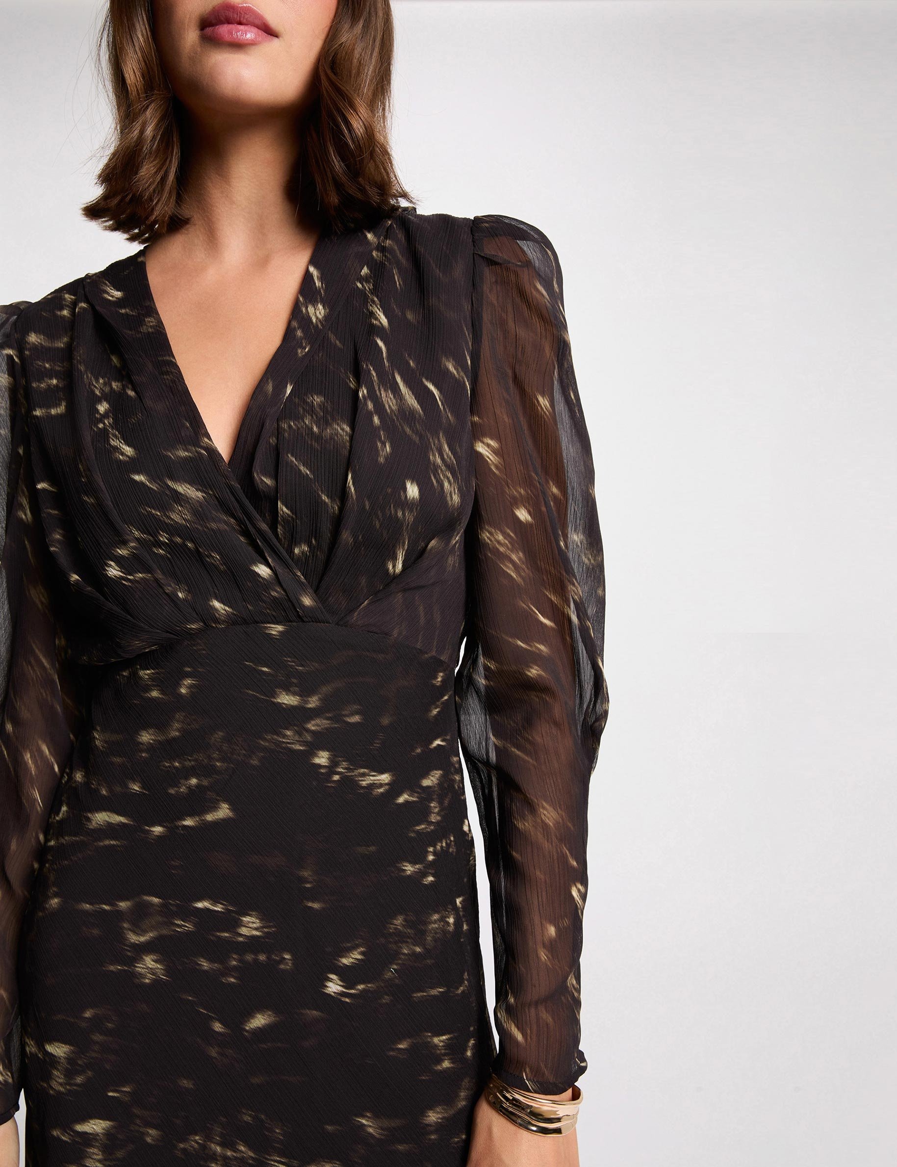 robe longue manches bouffantes multicolore femme multicolor women