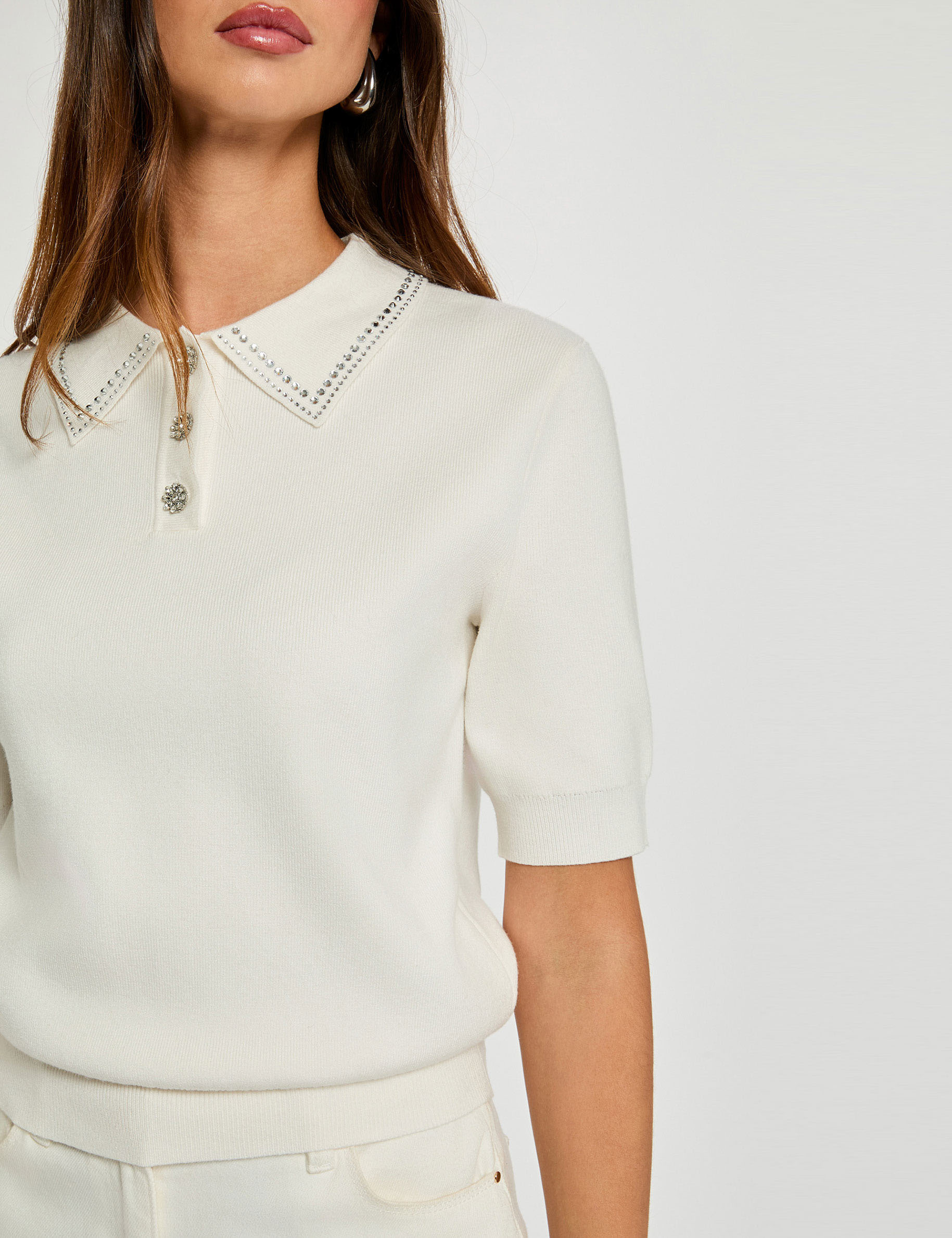 fitted polo neck sweater ecru women Fitted polo neck sweater ecru women