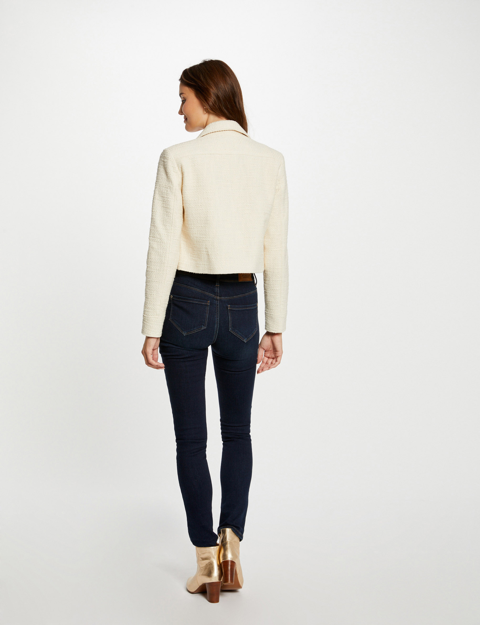 Fitted zipped jacket ivory ladies'