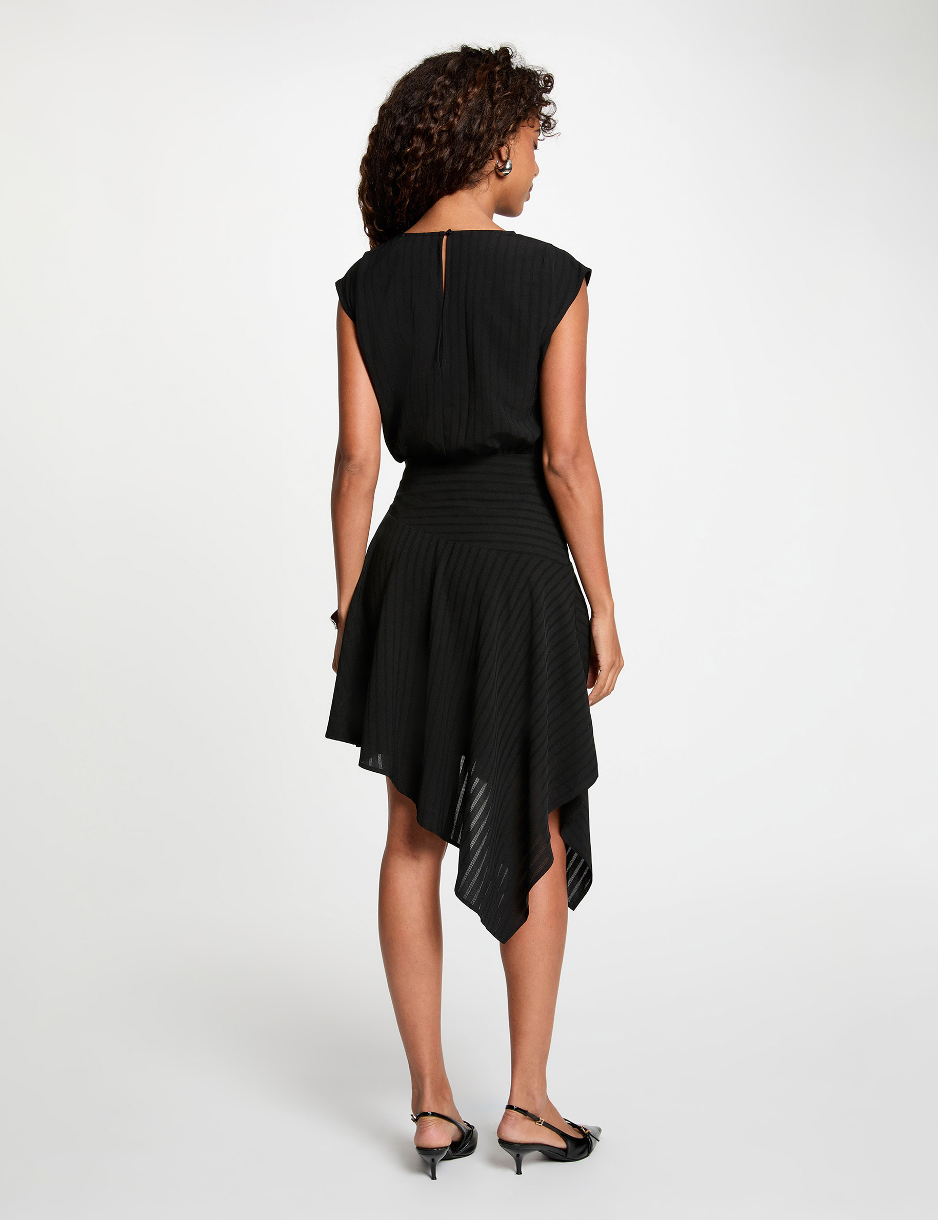 Asymmetric dress with short sleeves black women