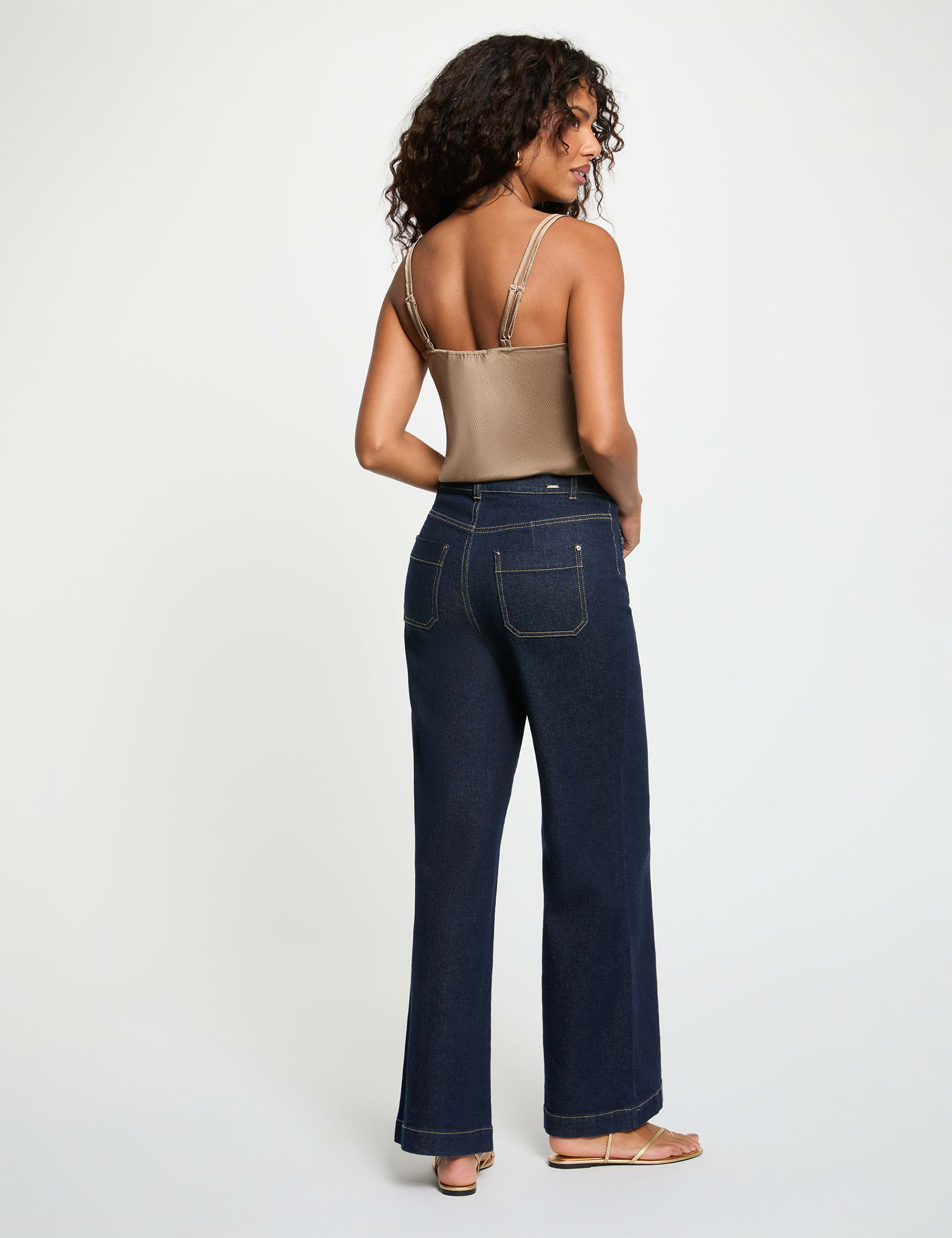Satin top with straps taupe women