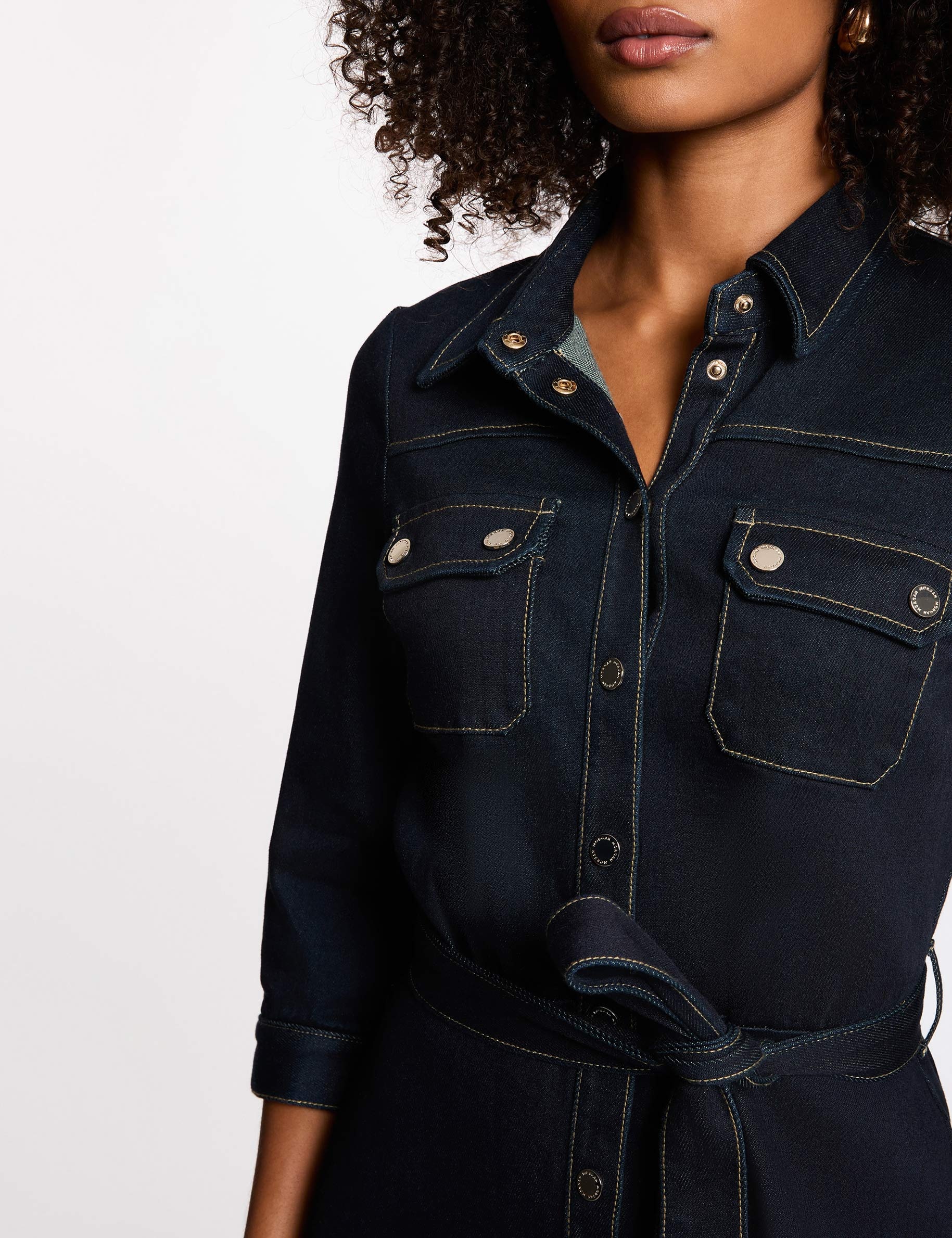 3/4 buttoned dress raw denim women