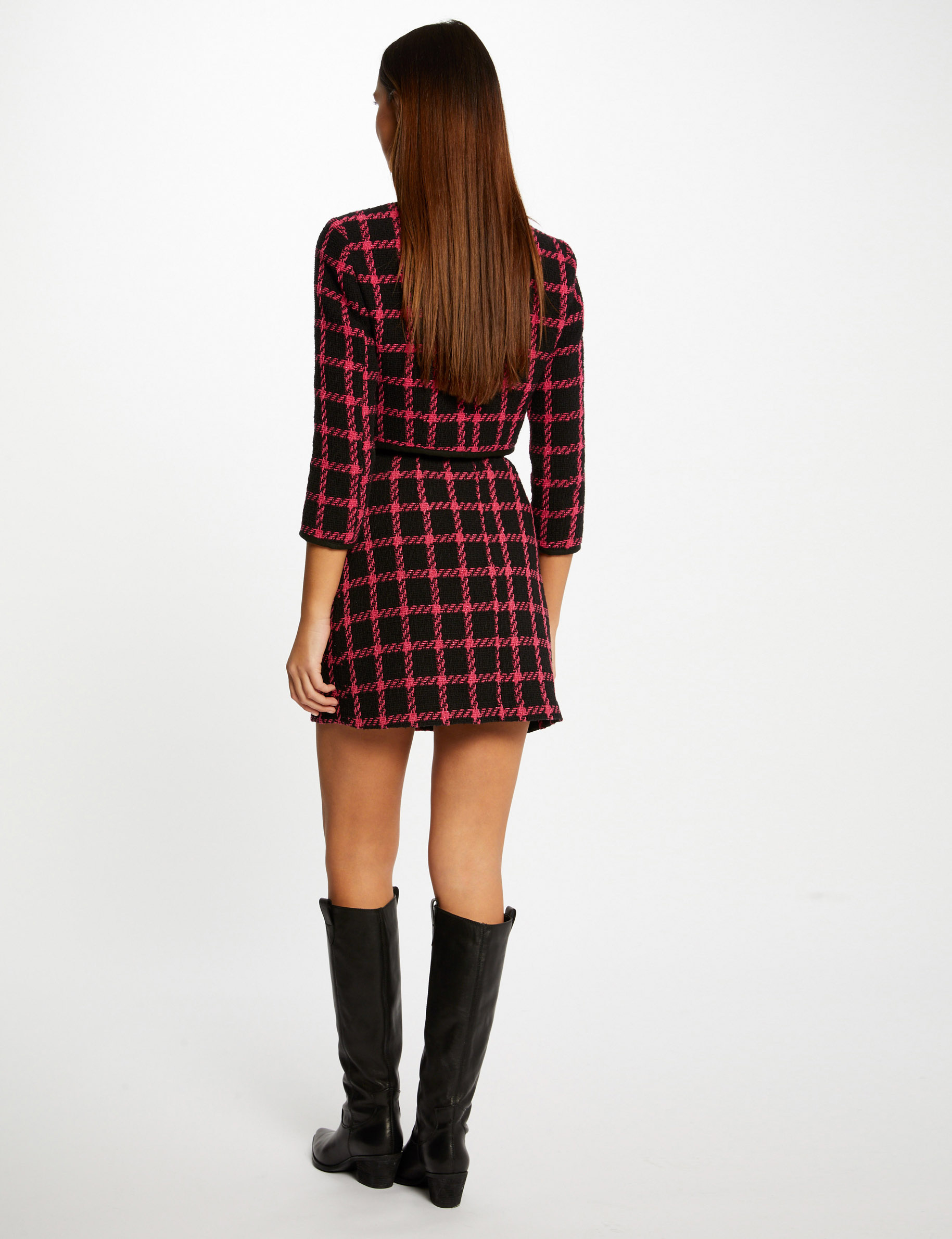 Checked wrap skirt black ladies' Checked wrap skirt black ladies'
