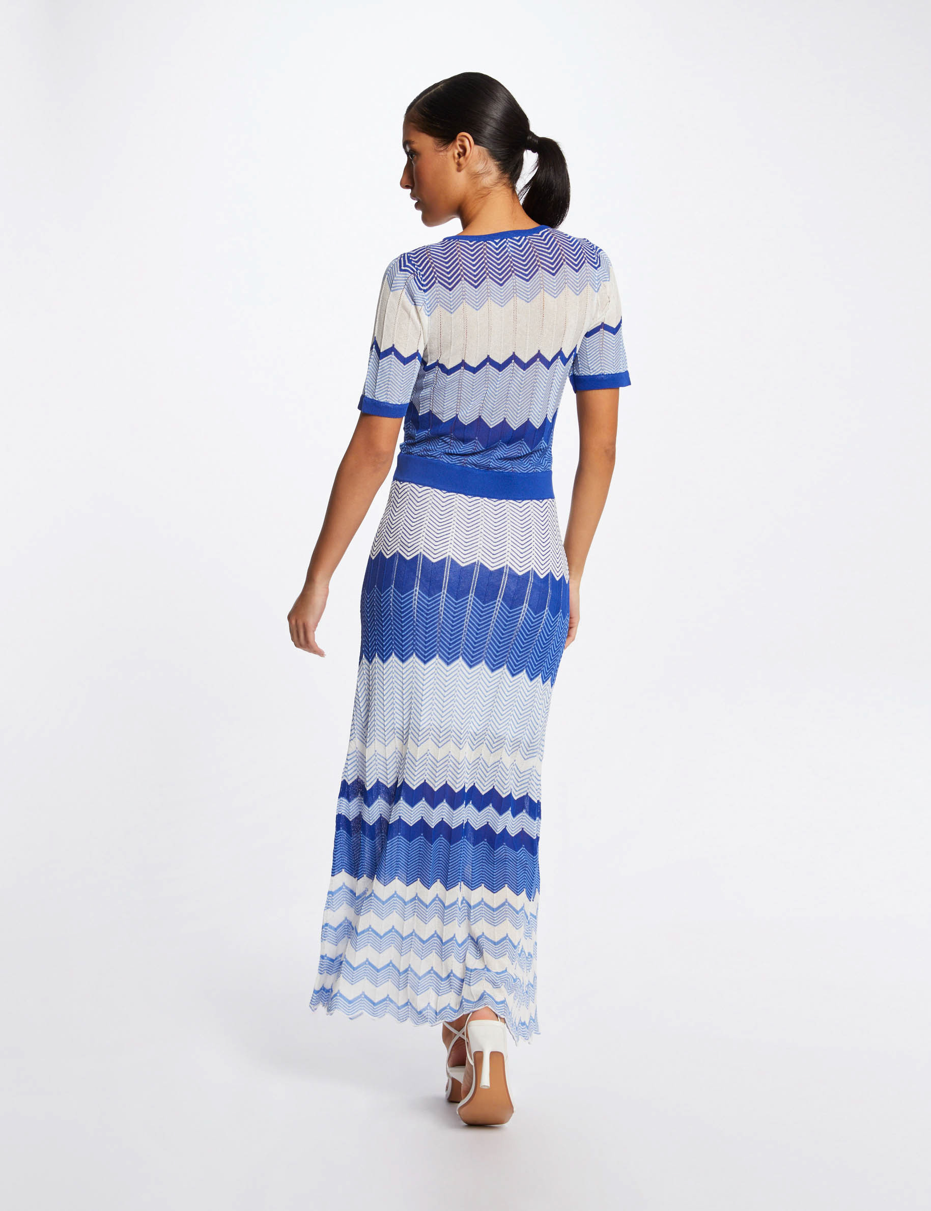 Maxi straight jumper dress chevron print ladies' Maxi straight jumper dress chevron print ladies'
