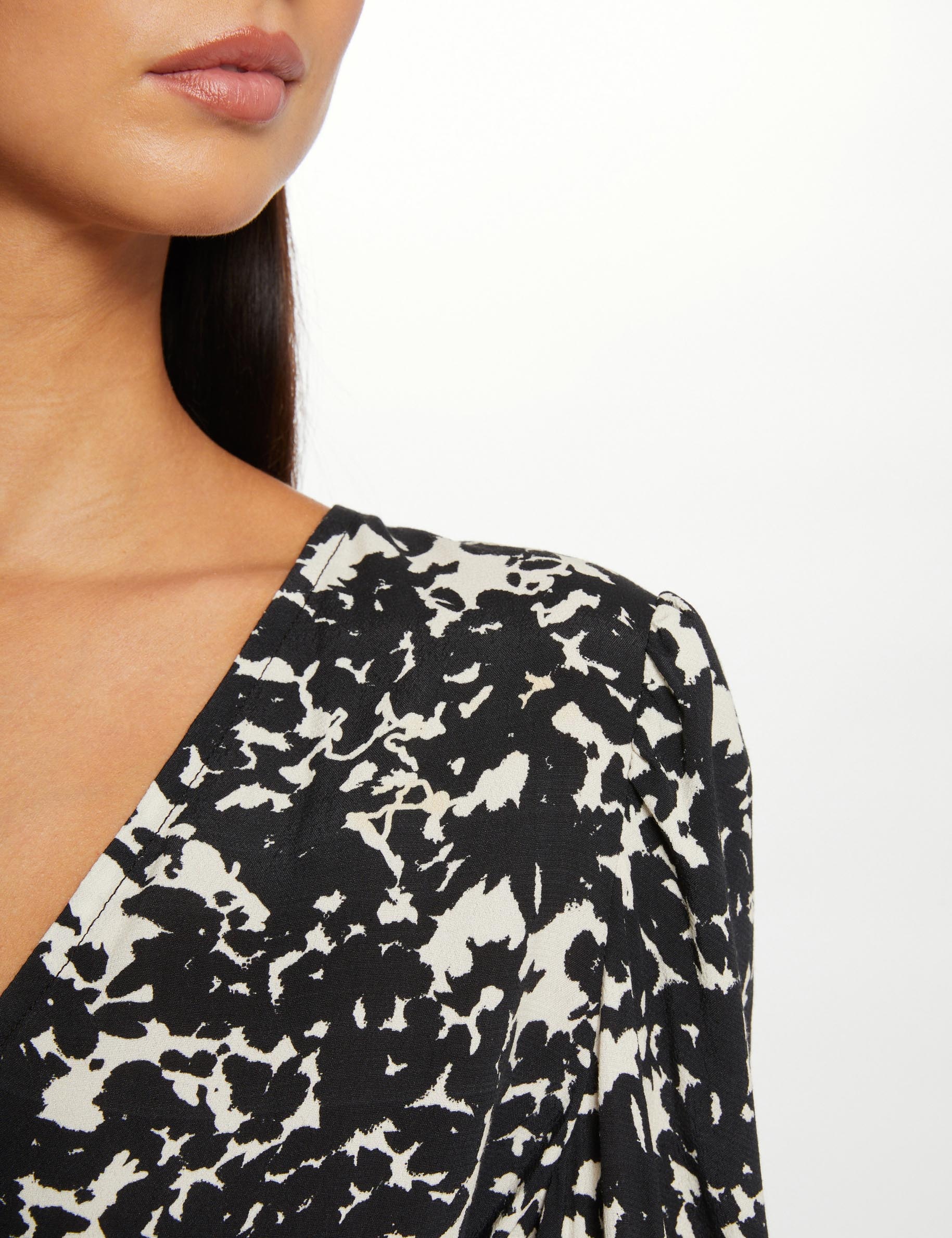 Draped fitted dress abstract print multico ladies'